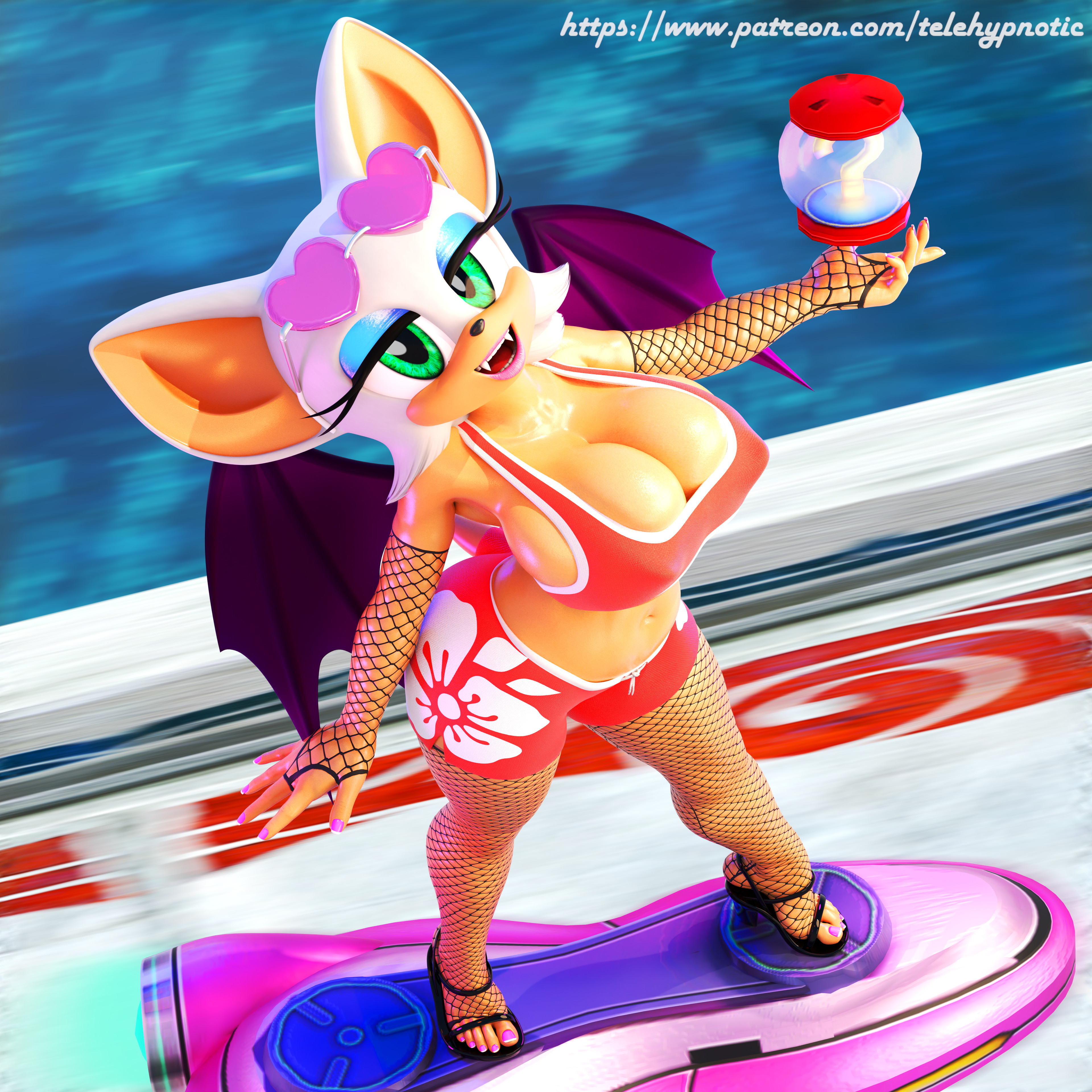 1girls, 3d, 3d (artwork), 3d model, anthro, bat, big breasts, breasts, busty, chiropteran, clothing, extreme gear, feet, female, female only, furry, furry only, huge breasts, large breasts, looking at viewer, makeup, mobian, mobian (species), mobian bat, nail polish, nipples, nottanj, open toe shoes, power up, rouge the bat, rouge the bat (nottanj), sega, sonic (series), sonic adventure 2, sonic racing crossworlds, sonic the hedgehog (series), tail, telehypnotic, thick thighs, toenail polish, wide hips, wings