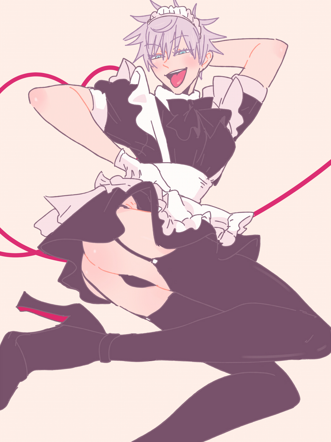 1boy jujutsu_kaisen maid maid_uniform male male_maid male_only satoru_gojo solo