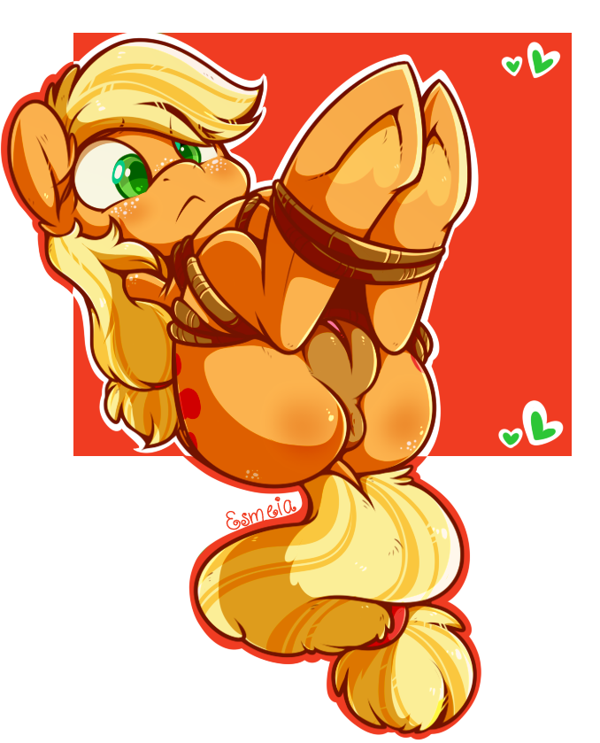 applejack_(mlp) bondage bound earth_pony equine esmeia female friendship_is_magic hair_on_head horse mammal my_little_pony pony presenting pussy