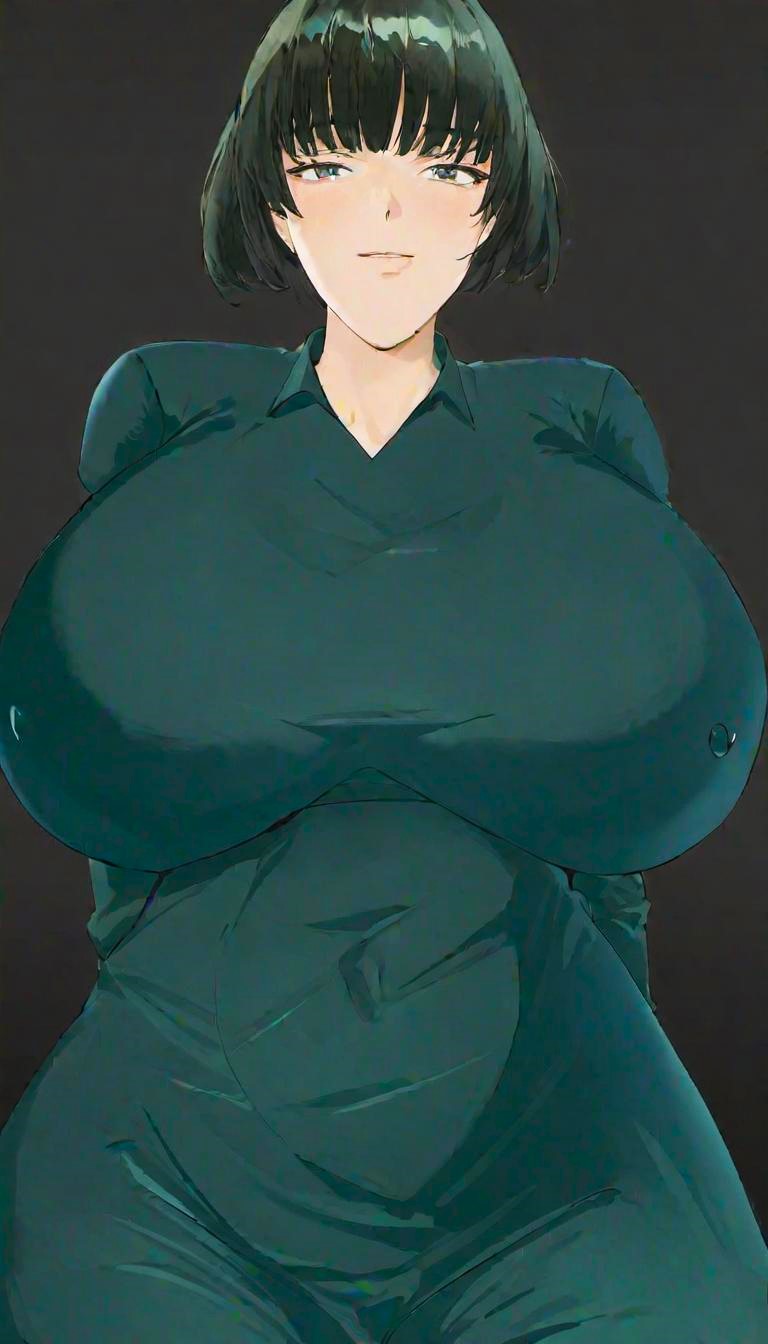 1girls ai_generated big_breasts breasts clothed dress fubuki_(one-punch_man) green_eyes green_hair large_breasts one-punch_man short_hair solo theunreal