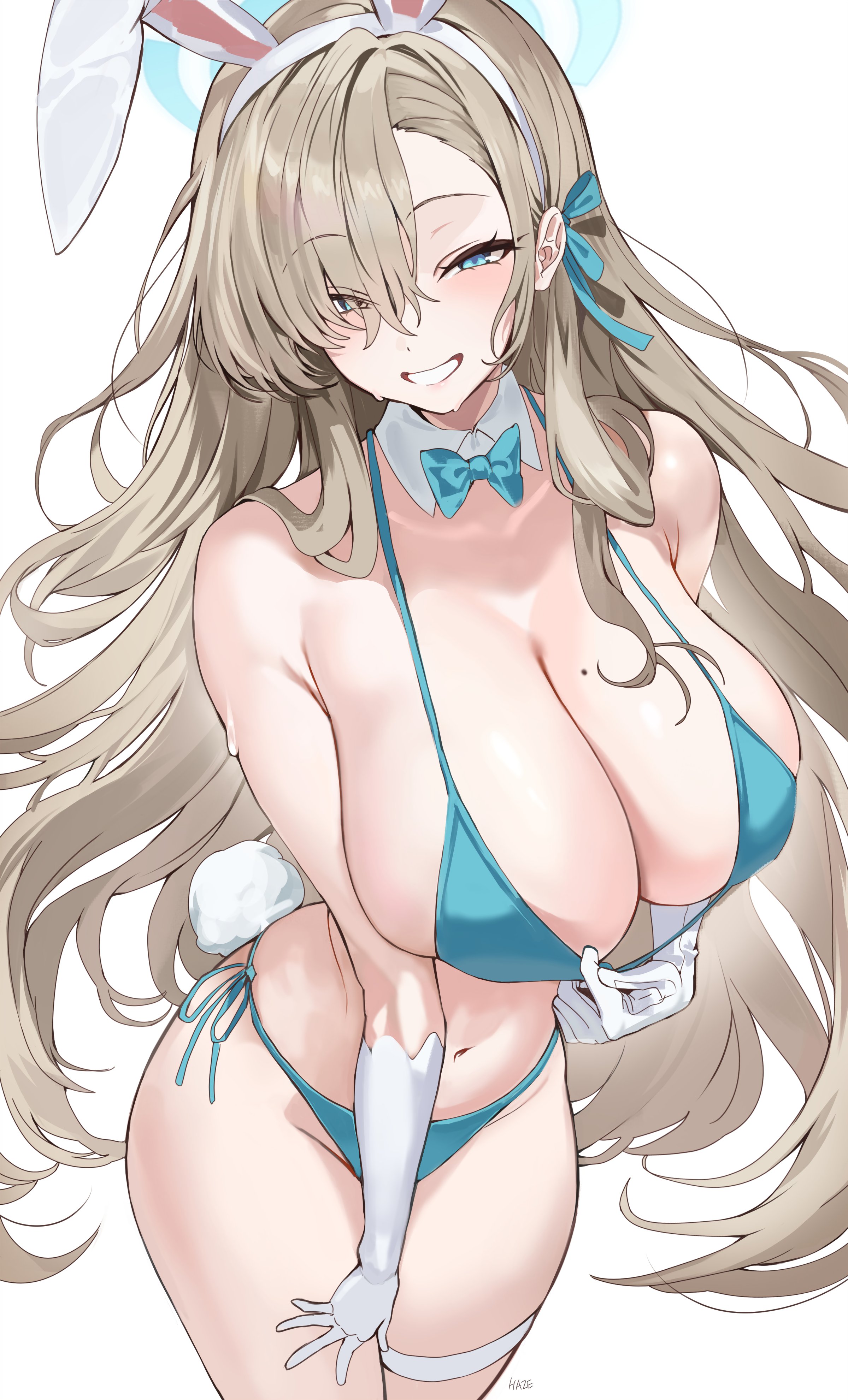 1girls, artist request, asuna (blue archive), blue archive, breasts, female, female focus, female only, large breasts, light skin, light-skinned female, looking at viewer, solo, thick thighs, thighs, wide hips