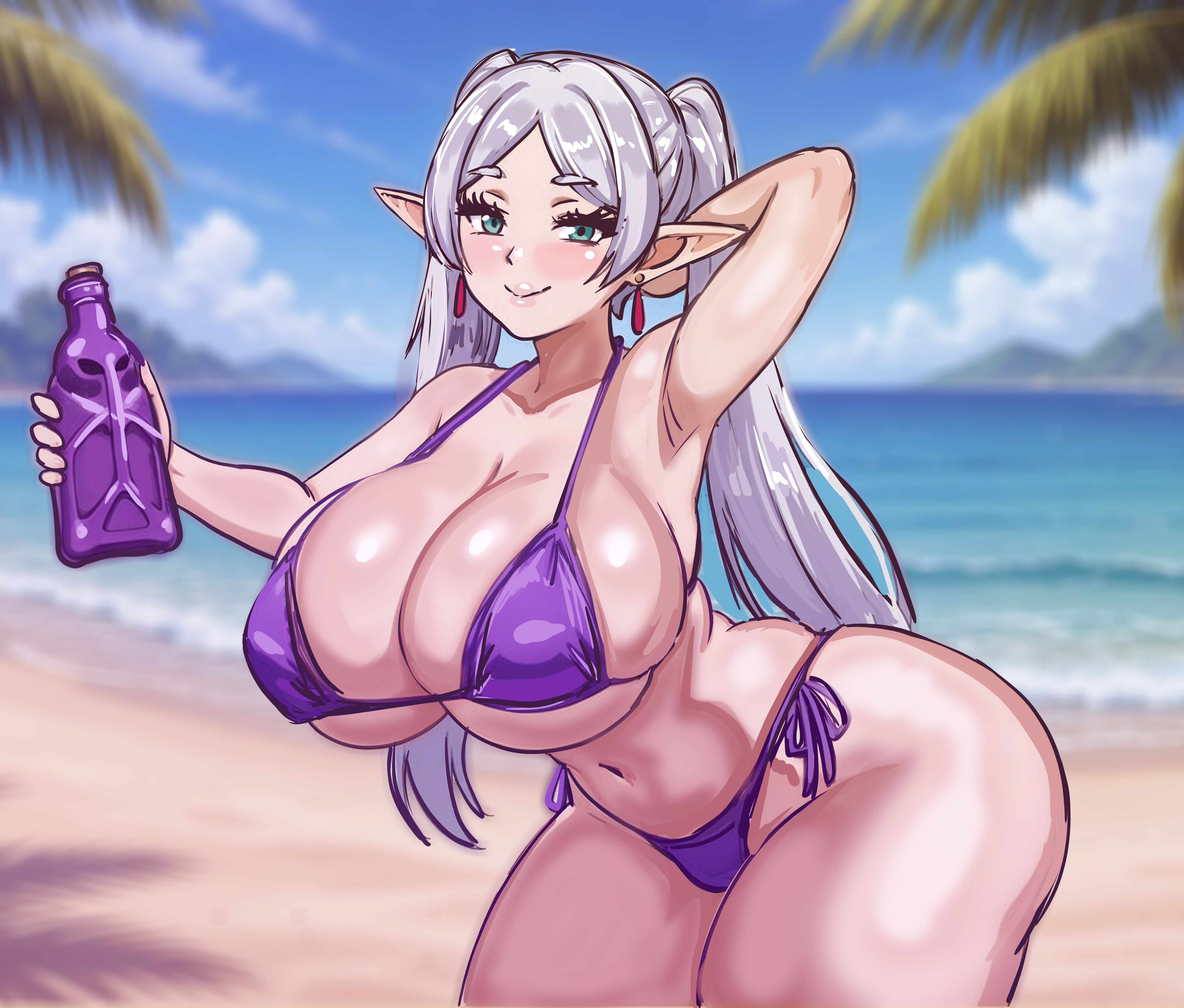 1girls, ass, big ass, big breasts, bikini, breasts, chubby, chubby female, drawing, fanart, female, frieren, huge ass, huge breasts, large ass, large breasts, magentapeel, milf, muscle, muscles, muscular, muscular female, plump, sousou no frieren, voluptuous, white hair