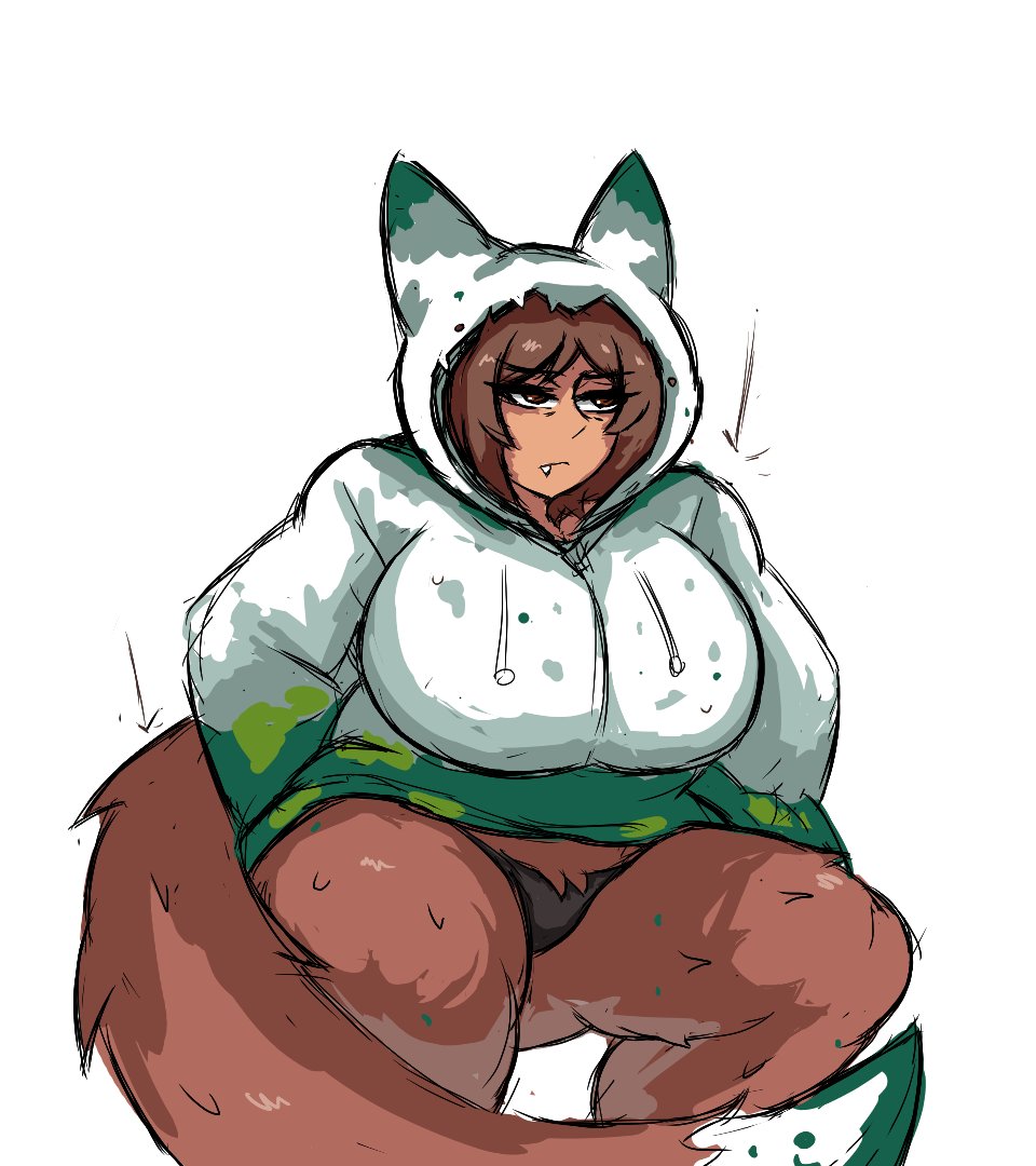 breasts, drifting fox, e.g.o (project moon), female, fox girl, gigantic breasts, kemonomimi, limbus company, littleteze, outis (limbus company), possessed, possession, project moon