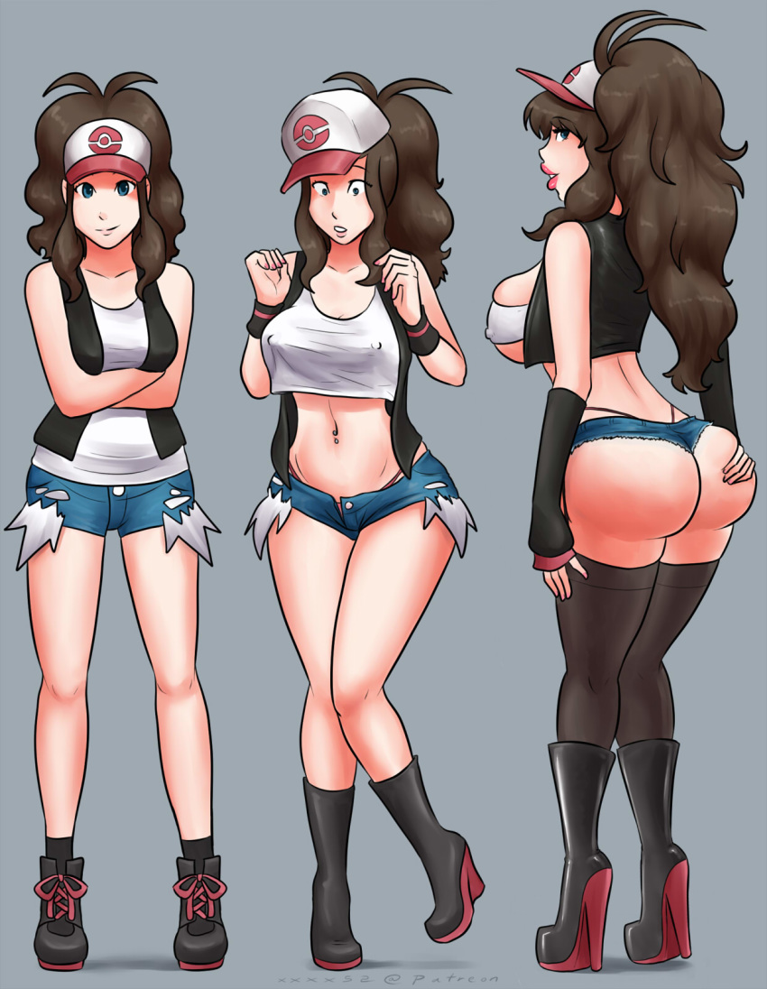 ass_expansion big_ass big_breasts bimbofication breast_expansion hilda_(pokemon) huge_ass large_ass large_breasts pokemon sexy thick_thighs thigh_expansion