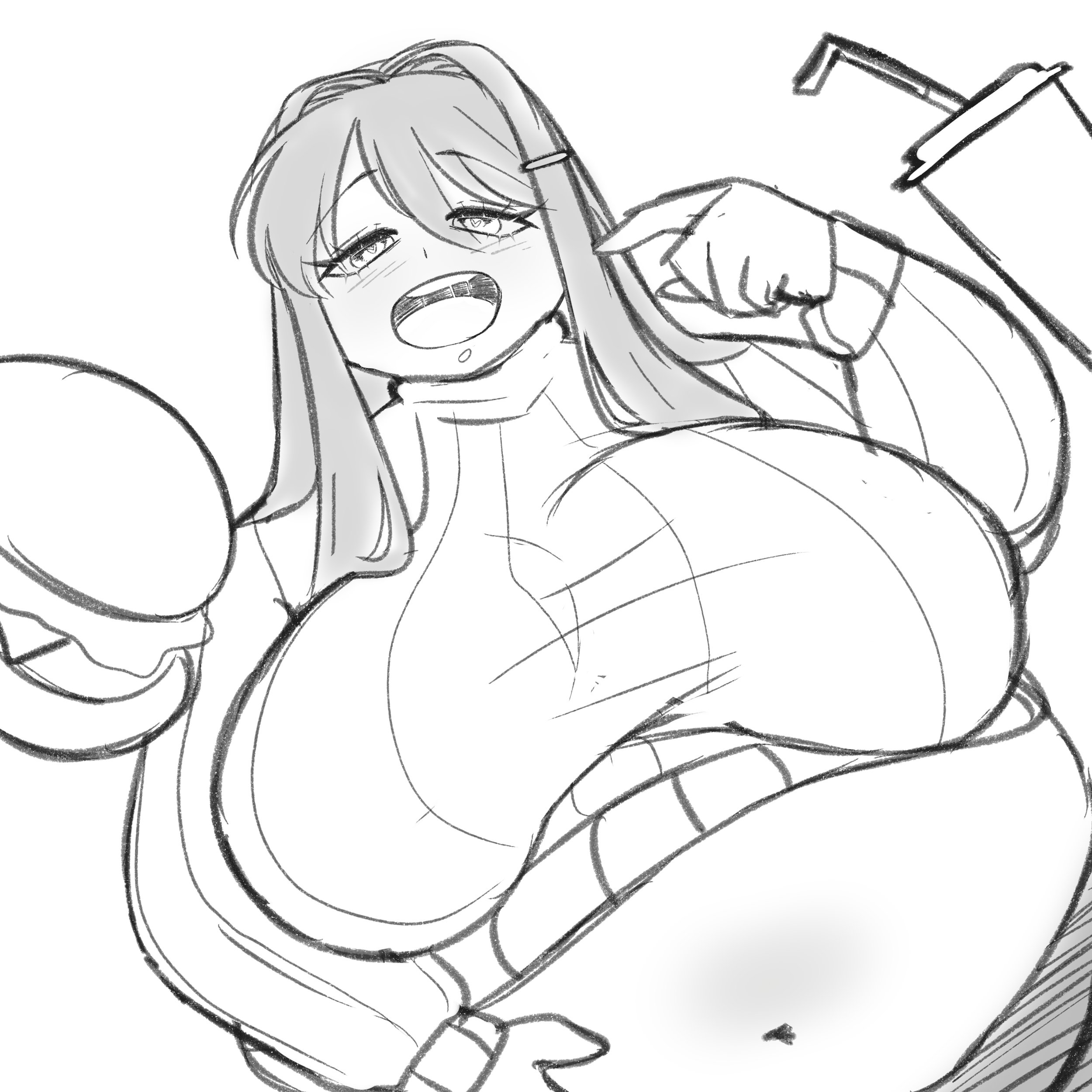 1girls, bbw, burger, doki doki literature club, fat, fat female, fat fetish, female, happy meal, hungry, hungry mouth, long hair, mcdonald's, missicake, overweight, overweight female, pointing at mouth, soda, sweater, yuri (doki doki literature club)