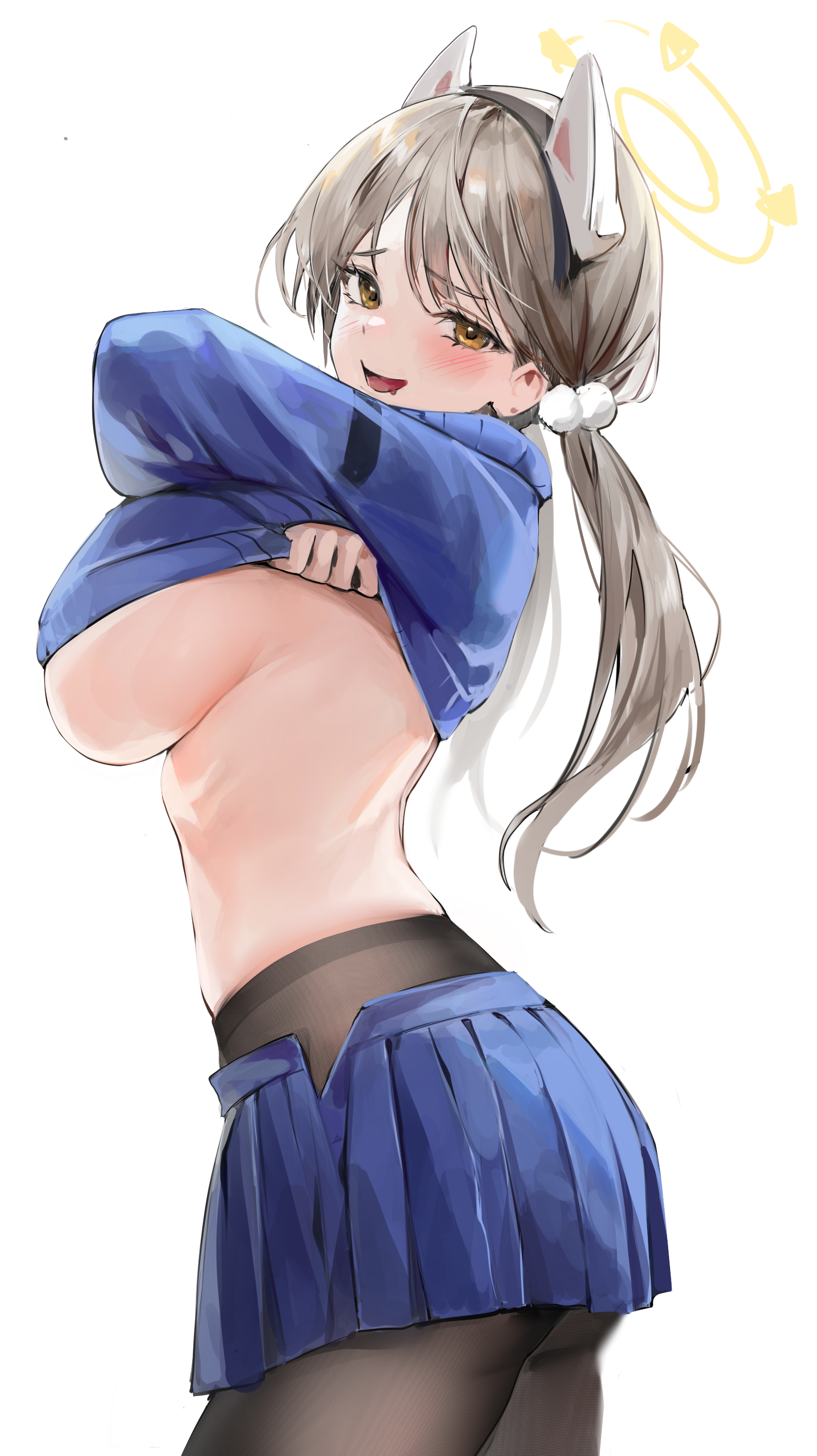 big ass, big breasts, blue archive, blush, blushing, breasts, female, halo, high resolution, highres, huge breasts, lillly, moe (blue archive), srt special academy student, twintails, video game character, yellow eyes