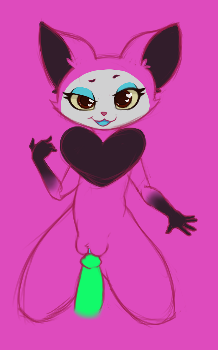 <3_eyes anthro black_fur canine clitoris cute disembodied_penis eyelashes eyeshadow female fox fur heart makeup male mammal monster multicolored_fur neck_tuft nya open_mouth penis pink_fur pink_nose plump_labia pussy red_eyes smile solo_focus telemonster tuft two_tone_fur wide_hips yossi