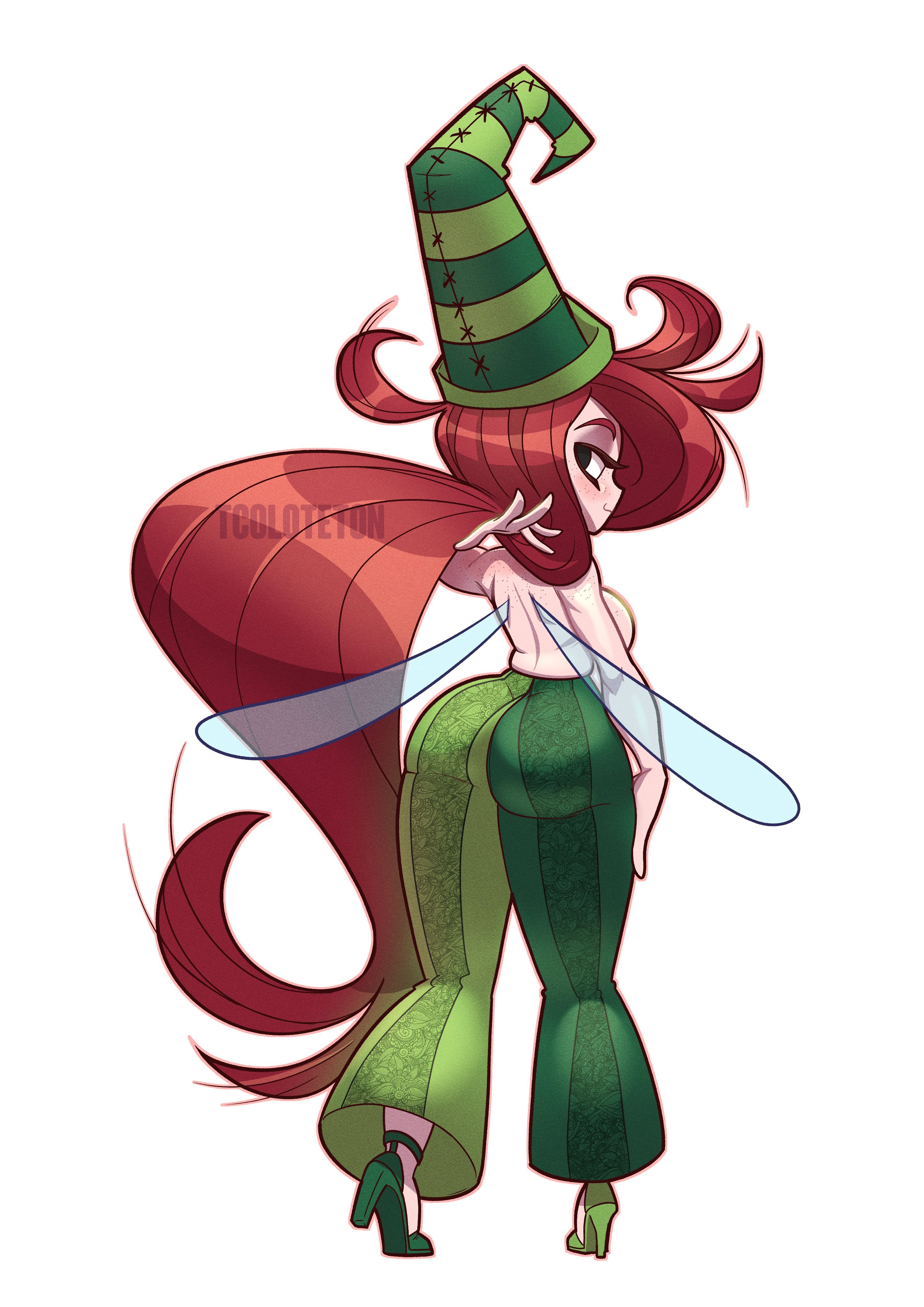 :3, 1girls, 2d, 2d (artwork), 5 fingers, absurd res, alternate costume, artist logo, artist name, ass, ass focus, athletic, athletic female, back view, bare back, bare breasts, bare chest, bare midriff, bare shoulders, bedroom eyes, behind view, betilla (rayman), big ass, big breasts, big butt, big nipples, black eyes, black eyeshadow, blush, blushing, bottom heavy, bottomwear, breasts, bubble ass, bubble butt, busty, busty female, butt focus, clothes, clothing, curvaceous, curvy, curvy body, curvy female, curvy figure, digital drawing (artwork), digital media (artwork), exposed, exposed breasts, exposed midriff, exposed shoulders, exposed torso, eyebrows, eyelashes, eyeshadow, fairy wings, female, female only, fit, fit female, footwear, freckled butt, freckled face, freckled skin, freckles, freckles on breasts, freckles on face, freckles on shoulders, full body, functionally nude female, ginger, ginger hair, green bottomwear, green clothing, green footwear, green hat, green headwear, green pants, half-closed eyes, hand on leg, hand on own leg, hand on own thigh, hand on thigh, hat, headgear, headwear, heels, high heels, hips, hourglass figure, huge ass, huge butt, huge thighs, humanoid, humanoid only, light skin, light-skinned female, long hair, looking at viewer, looking back, looking back at viewer, makeup, mascara, midriff, mostly clothed, narrowed eyes, no bra, no humans, nymph (rayman), outline, pale skin, pale-skinned female, pants, partially nude, pose, posing, presenting, presenting ass, presenting butt, presenting hindquarters, rayman (series), rayman origins, rear view, red hair, seductive, seductive eyes, seductive look, seductive pose, seductive smile, sexy, sexy pose, shoes, showing ass, showing off, showing off ass, sideboob, simple background, skin tight, skindentation, skintight, skintight clothing, slim waist, smile, smiling at viewer, smirk, smirking, smirking at viewer, smooth skin, smug, solo, solo female, standing, tagme, tecoloteton, thick thighs, thighs, tight bottomwear, tight clothing, tight fit, tight pants, topless, topless female, ubisoft, very long hair, voluptuous, voluptuous female, watermark, white background, wide hips, wings