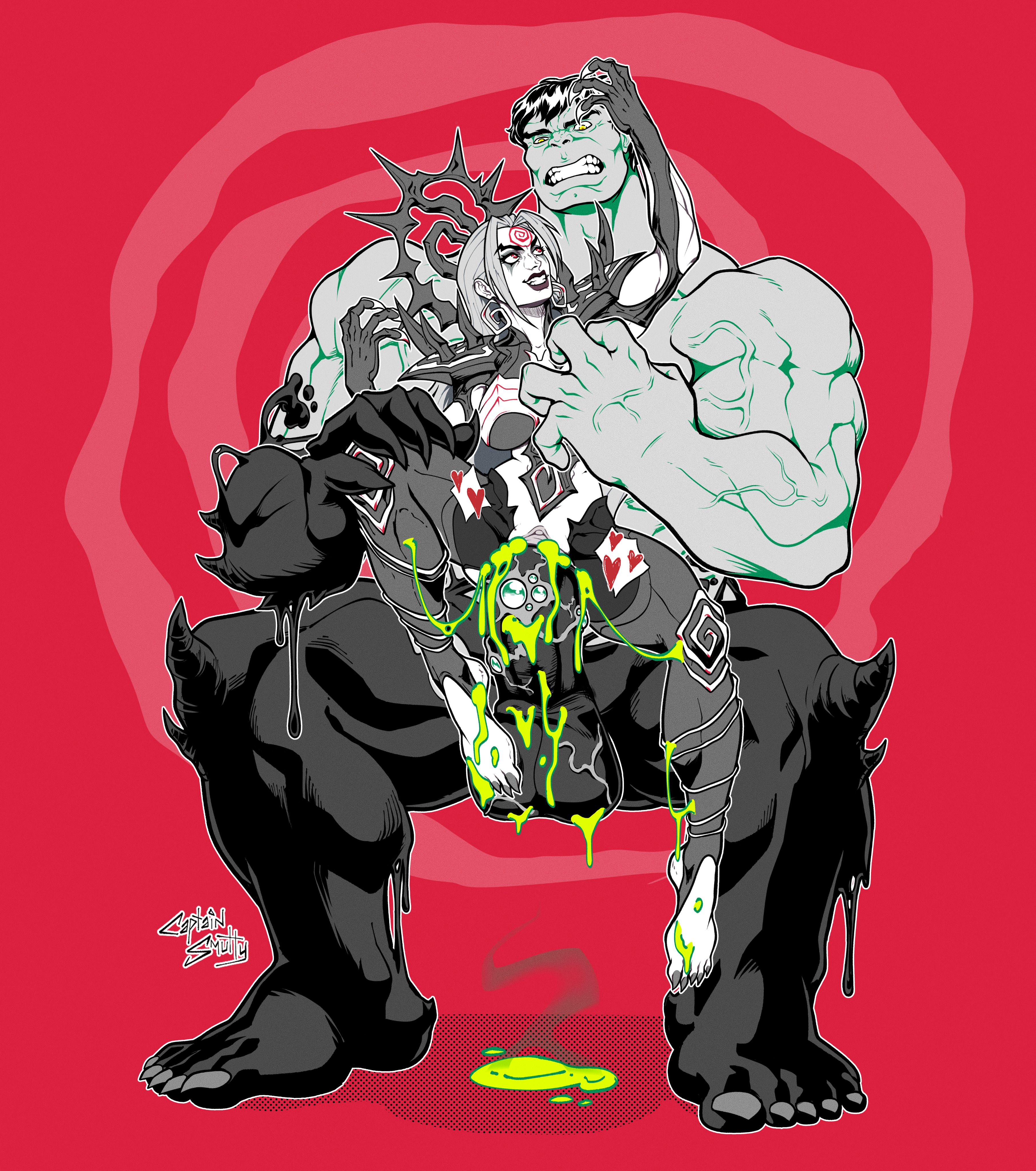 1boy, 1girls, barefoot, branding mark, captainsmutty, corrupted, corruption, cum, cum in pussy, cum inside, female, femdom, foot on balls, grin, hela, hela (marvel rivals), hela (queen in black), hulk, hulk (marvel rivals), hulk (series), knull symbol, male, marvel, marvel comics, marvel rivals, pussy, smile, toe claws, vaginal, vaginal penetration, vaginal sex