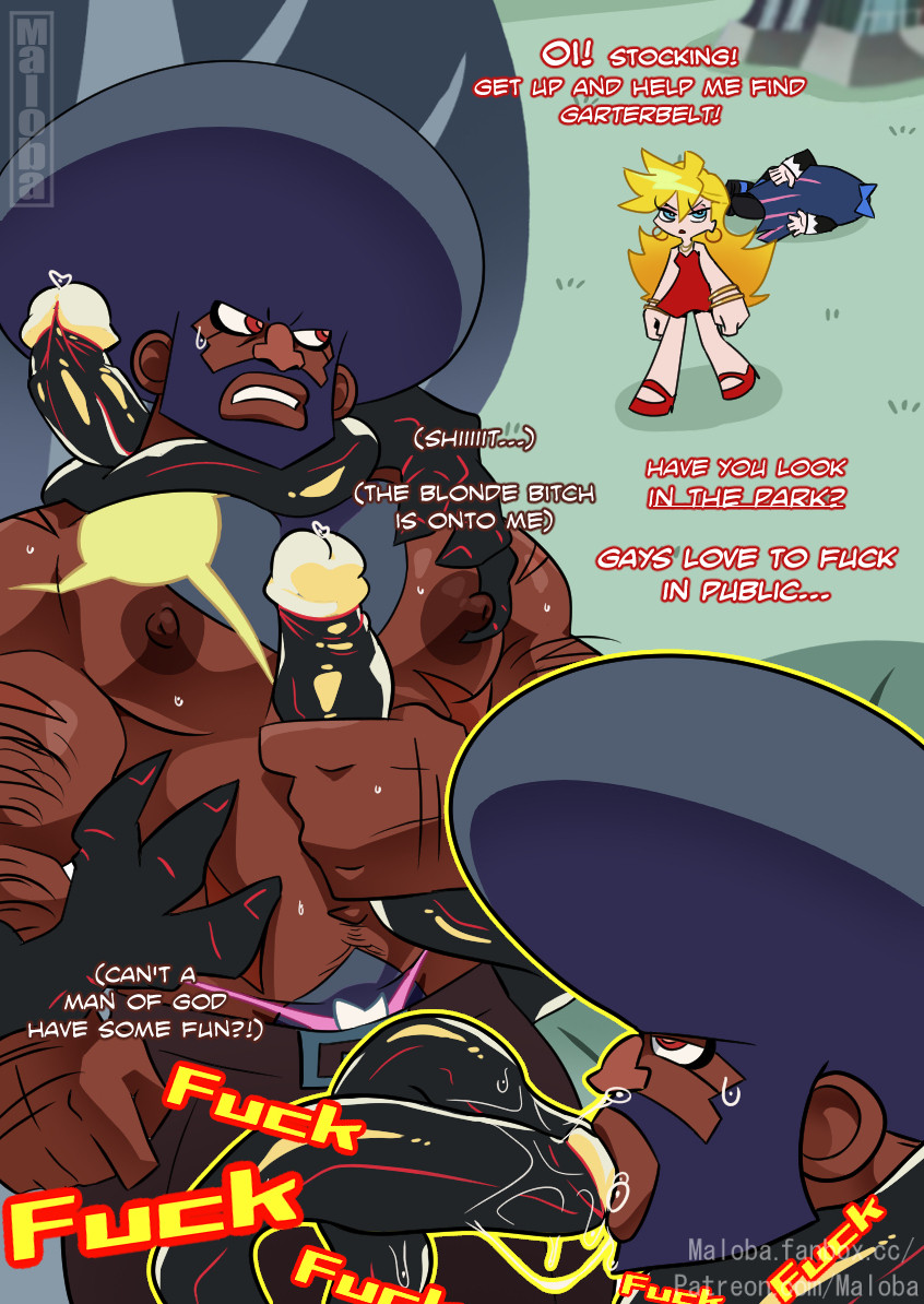 dark-skinned male, dilf, garterbelt (psg), gay, gay sex, male, male focus, male penetrating, male/male, maloba, masturbation, oral, oral penetration, panty & stocking with garterbelt, panty anarchy, stocking anarchy, studio trigger