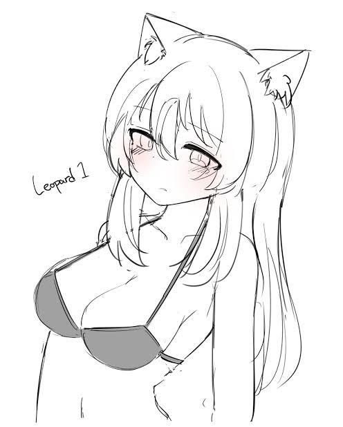 bra cat_ears leopard_1 no_color reta sketch war_thunder