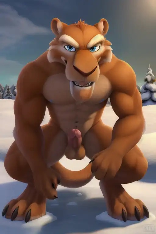 ai_generated anthro anthro_only big_balls big_cock big_penis blue_sky_studios crouching diego_(ice_age) disney dominant dominant_anthro dominant_male felid feline furry furry_male furry_only hand_on_penis ice_age_(film) ice_age_(series) looking_at_viewer male male_focus male_only mammal orange_fur penis penis_out saber-toothed_cat saber-toothed_tiger sabertooth self_upload smiling smiling_at_viewer snow solo solo_focus solo_male tagme tagme_(artist) tan_fur