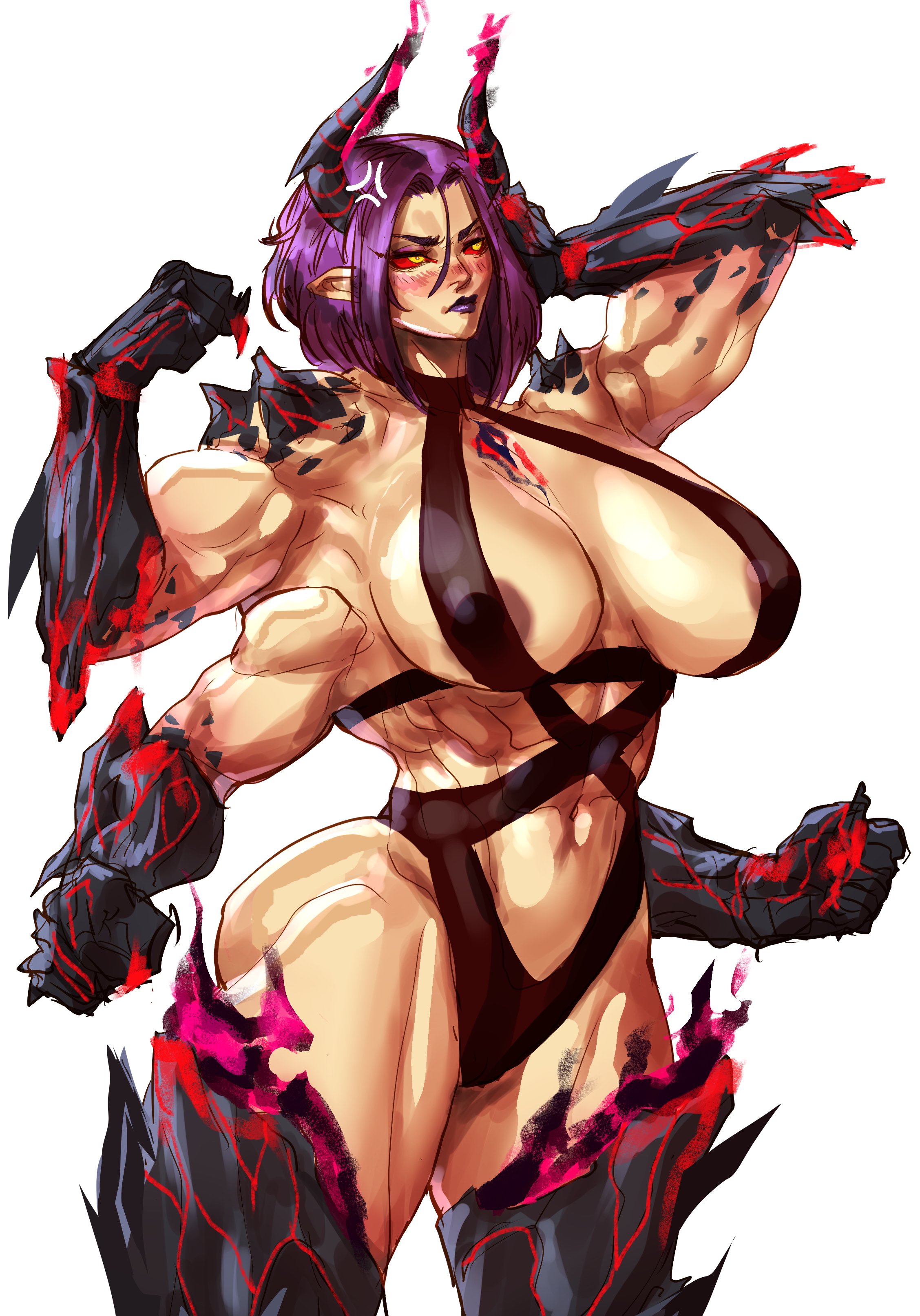 4 arms, athletic, athletic female, big breasts, blush, breasts, female, multi arm, multi limb, muscular, muscular female, virgoart1509