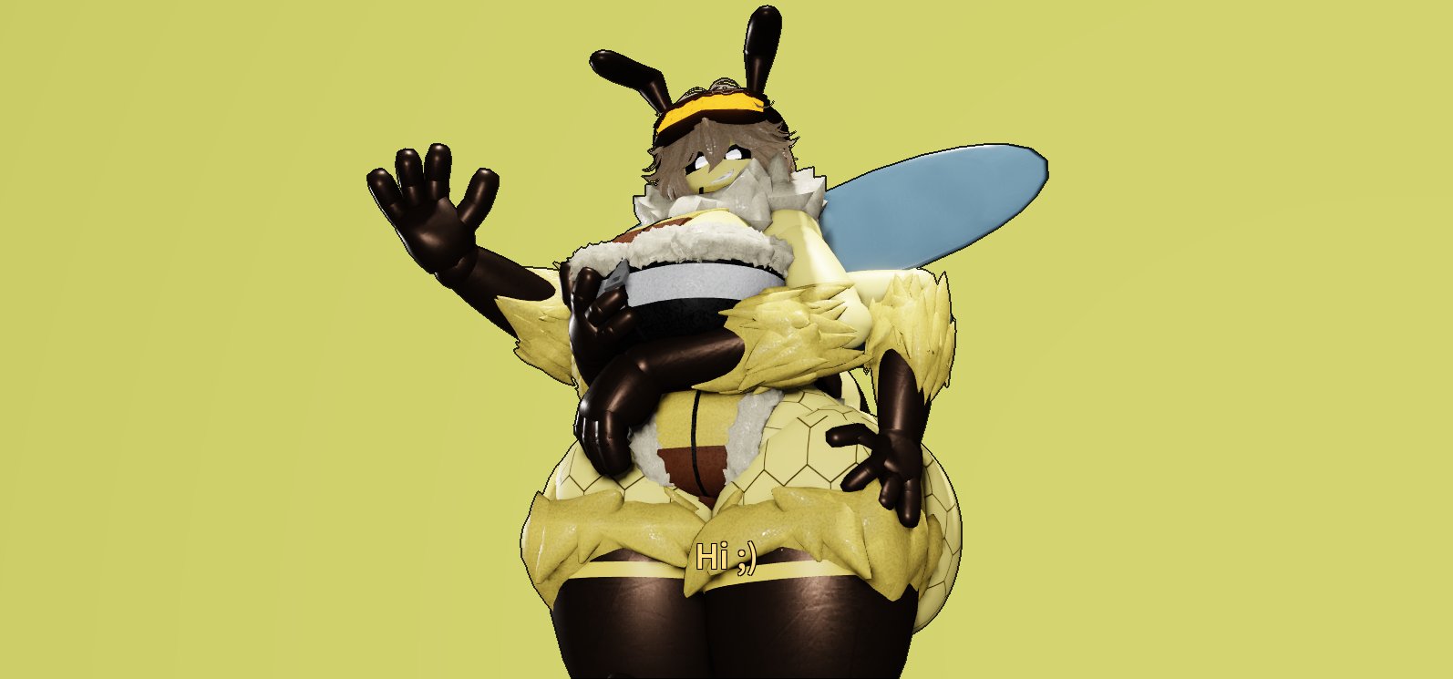 1girls, 3d, 3d (artwork), anthro, anthro female, anthro only, bee, breasts, bug, bug girl, clothed, clothing, english, english text, female, female only, humanoid, original character, roblox, robloxian, solo, solo female, standing, tagme, text, thick thighs, thighs, unknownredcode