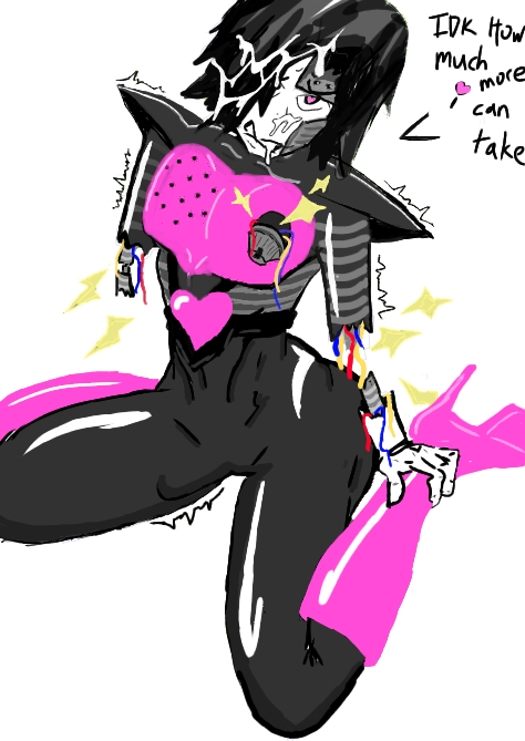 2d_(artwork) ambiguous_gender androgynous black_hair color cum cum_on_face cum_on_hair drawn english_text erection_under_clothes femboy high_heel_boots high_heels humiliated looking_up male_only mettaton mettaton_ex no_arms on_knees robot robot_femboy robot_humanoid shiny_clothes sitting_on_floor solo text undertale_(series) unknown_artist