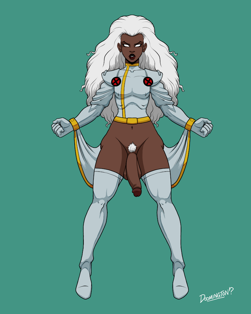 1boy big_lips dark-skinned_femboy dark-skinned_male dark_skin doomington femboy flat_chest genderswap genderswap_(ftm) girly gold_trim human human_only hung_trap long_hair long_penis marvel nipples_visible_through_clothing ororo_munroe pupilless_eyes rule_63 sissy solo_male storm_(x-men) thick_thighs thigh_boots thin_waist white_hair white_outfit white_pubic_hair x-men