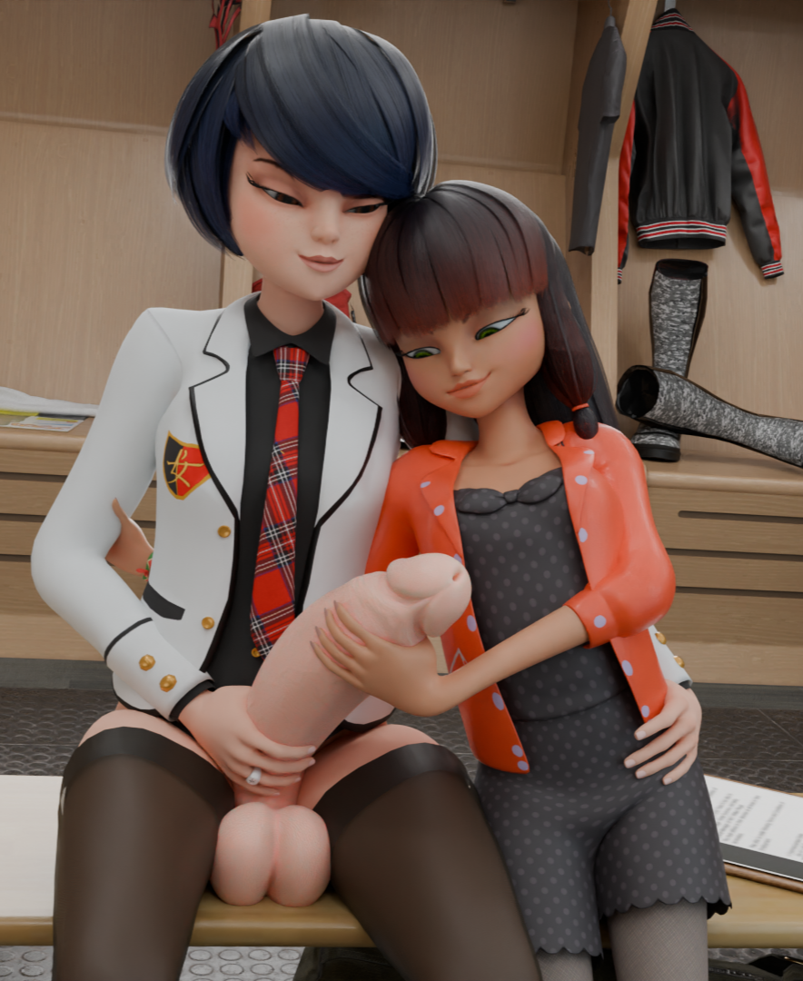 3d big_balls big_penis futanari hung_futanari locker_room mira miraculous_ladybug school school_uniform schoolgirl tagme