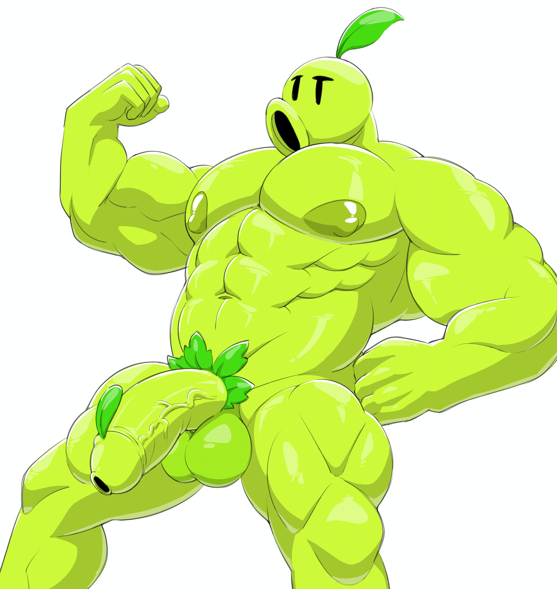 :>=, 1boy, 2024, arkyhorny, balls, bara, big muscles, electronic arts, elemental creature, elemental humanoid, fist, flaccid, flexing, flora fauna, foreskin, gay, genitals, glans, green skin, hi res, huge muscles, humanoid, humanoid genitalia, humanoid penis, leaf, male, male only, muscles, muscular, muscular humanoid, muscular male, nipples, non-human, non-human only, nude, open mouth, peashooter (pvz), pecs, penis, plant, plant humanoid, plants vs zombies, plants vs. zombies, popcap games, pubic hair, pvz23074, simple background, solo, solo male, thick thighs, toony, uncircumcised, uncut, vein, veiny penis, video games, white background, yaoi