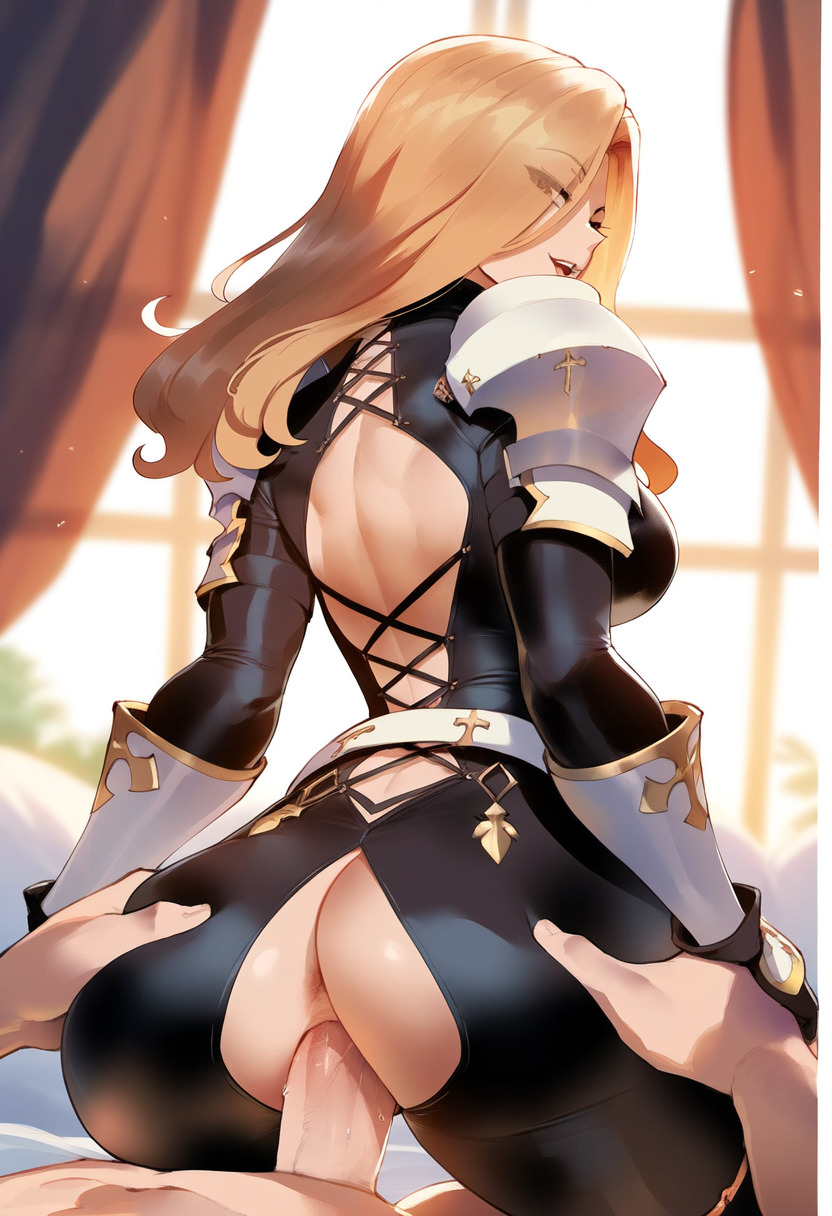 1boy 1girls ai_generated armor ass ass_focus ass_grab bodysuit clothing_cutout cowgirl_position kisara_(tales) looking_back looking_pleasured penis reverse_cowgirl_position sex tales_of_(series) tales_of_arise thiccwithaq_(ai_style) tittyg-ai vaginal_penetration