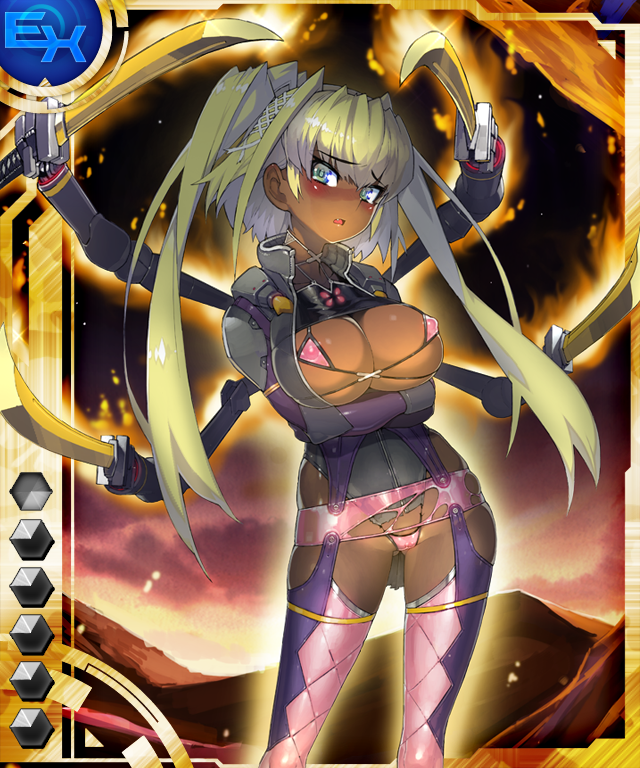 blonde_hair female namaniku_atk taimanin_asagi_battle_arena taimanin_asagi_battle_arena_all_card_gallery tied_hair twintails yomi_akitsu