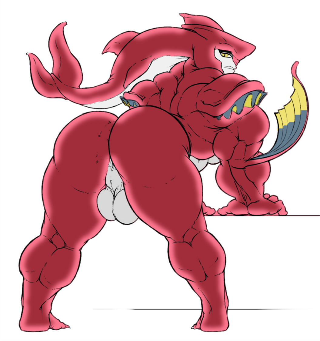 1boy alfd anthro anus ass backsack balls bent_over big_butt edit fish_humanoid furry greyscale humanoid hybrid looking_back male male_focus male_only mr_canvas muscular muscular_male no_humans nude sidon sidon_(zelda) solo standing thick_thighs third-party_edit