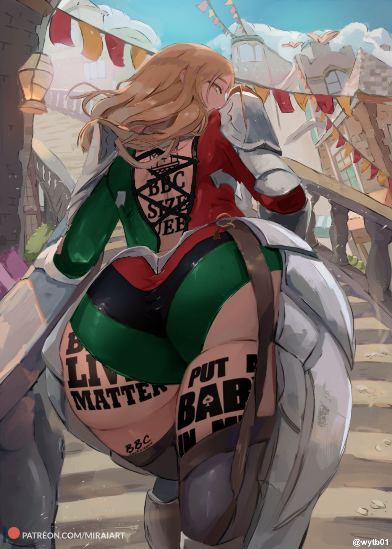 big ass, black lives matter, female, kisara (tales), miraihikari, pan-african flag, queen of spades, solo female, tattoo, thick ass, thick thighs, third-party edit, viewed from behind, wytb01 (editor)