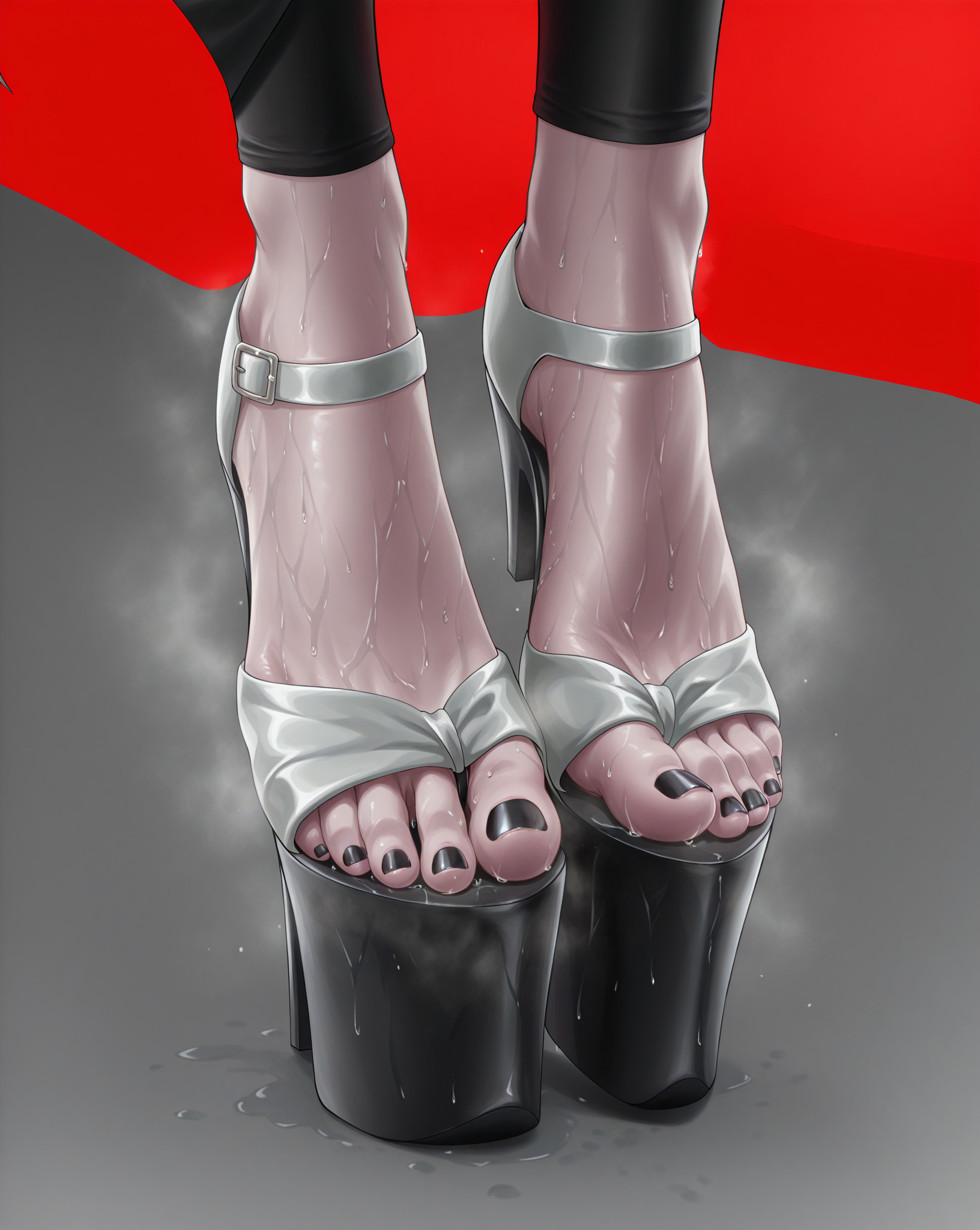1girls, ai generated, bleach, bleach: the thousand-year blood war, ca1nhurst, close up feet, dominant female, feet, female, female only, foot fetish, foot focus, high heel boots, high heels, light-skinned female, presenting feet, sexy, solo, sweat, sweatdrop, toenail polish, unohana retsu