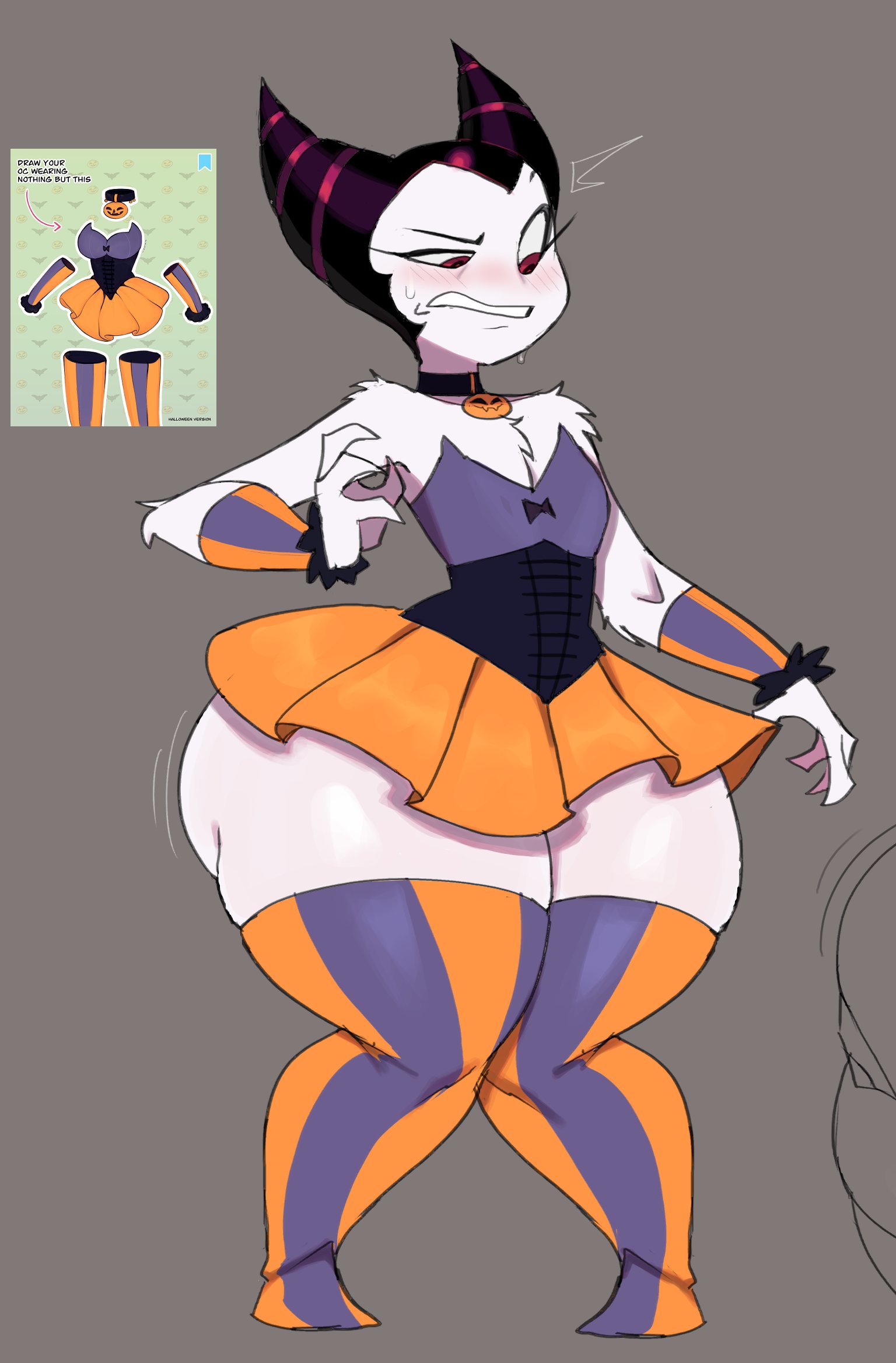 big ass, davina (daredemon7000), dress, flat chest, halloween, leggings, short skirt, skirt, thick thighs, thighhighs, zrfurious