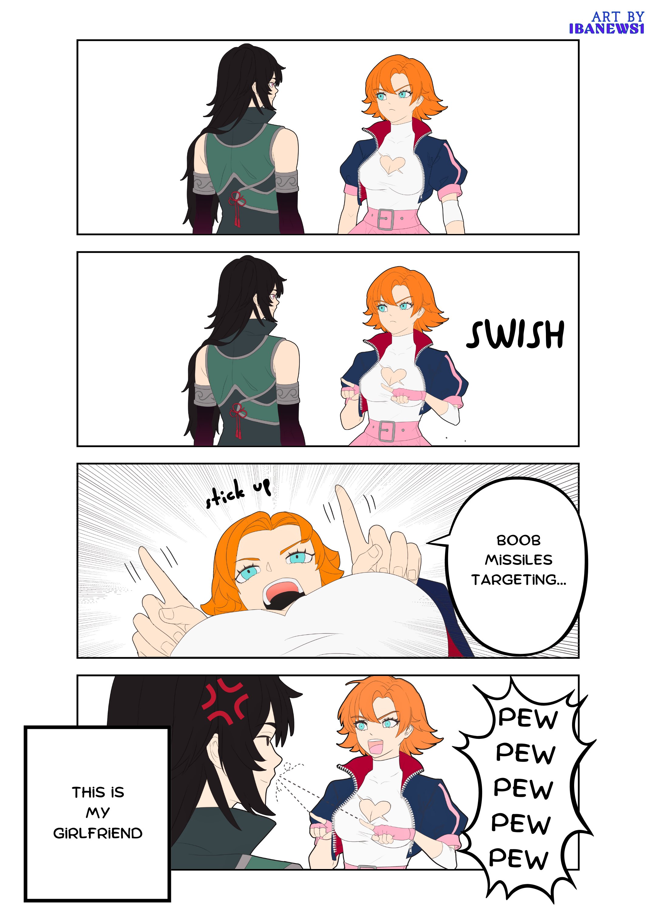 1boy, 1girls, big breasts, breasts, canon couple, comedy, comic page, dialogue, female, funny, humor, ibanews1, lie ren, male, no sex, nora valkyrie, rwby, tagme, thought bubble, wholesome
