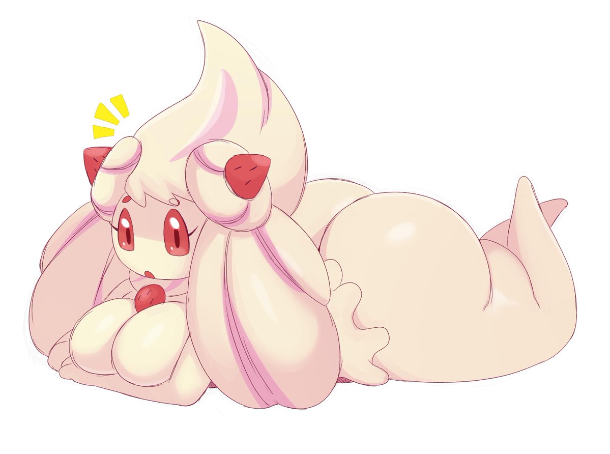 :o, 1girls, 2019, adorable, alcremie, anthro, anthrofied, ass, big ass, big breasts, big butt, bottom heavy, breasts, bubble ass, bubble butt, cake, cute, cute face, fairy, feet, female, female only, food, food creature, food humanoid, huge ass, huge butt, humanoid, laying down, laying on stomach, looking at viewer, nintendo, open mouth, pokémon (species), pokemon, pokemon (species), pokemon ss, pokemorph, red eyes, simple background, soft skin, solo, sssonic2, strawberry, video games, white background, white skin