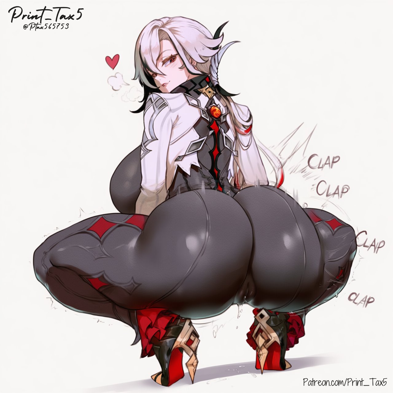 1girls, ai, ai generated, arlecchino (genshin impact), ass, ass focus, ass grab, ass up, big ass, big breasts, breasts, breasts out, embarrassed, female, female only, genshin impact, hoyoverse, huge ass, huge breasts, leggings, leggings down, light-skinned female, print tax5, solo, solo female, thick ass, thick legs, thick thighs, thighs