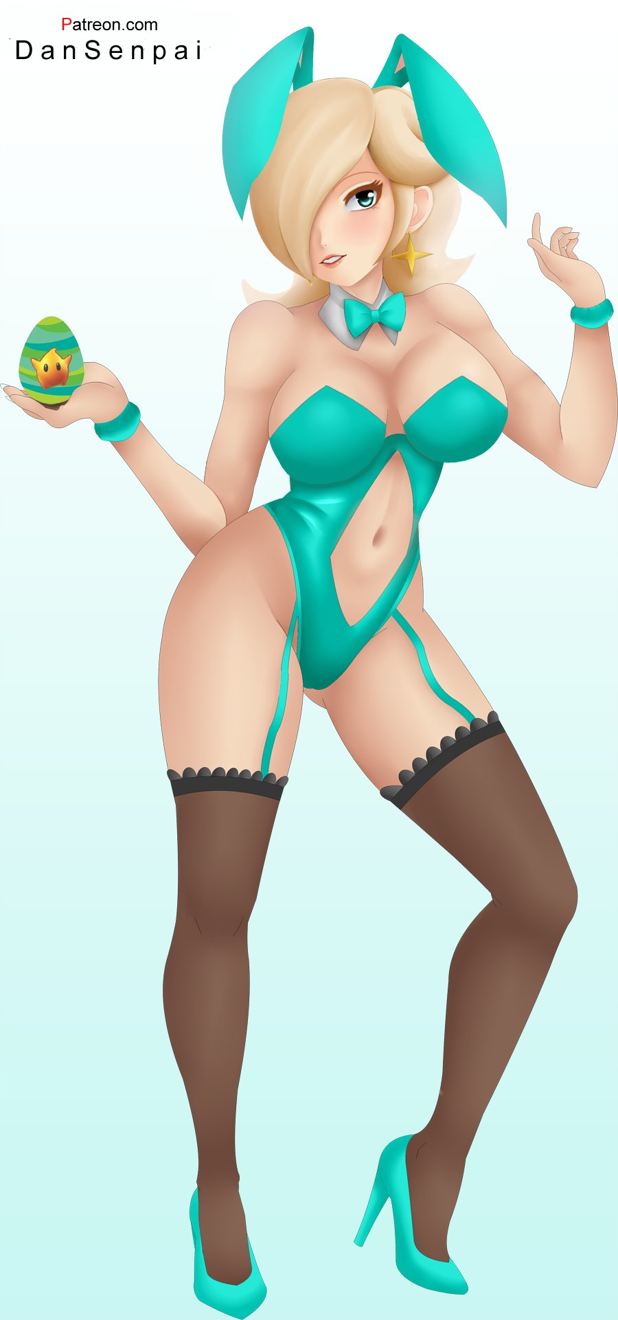 alternate_costume blonde_hair breasts bunny_ears bunnysuit female female_only mario_(series) nidavellirstudios nintendo princess_rosalina solo super_mario_galaxy tagme