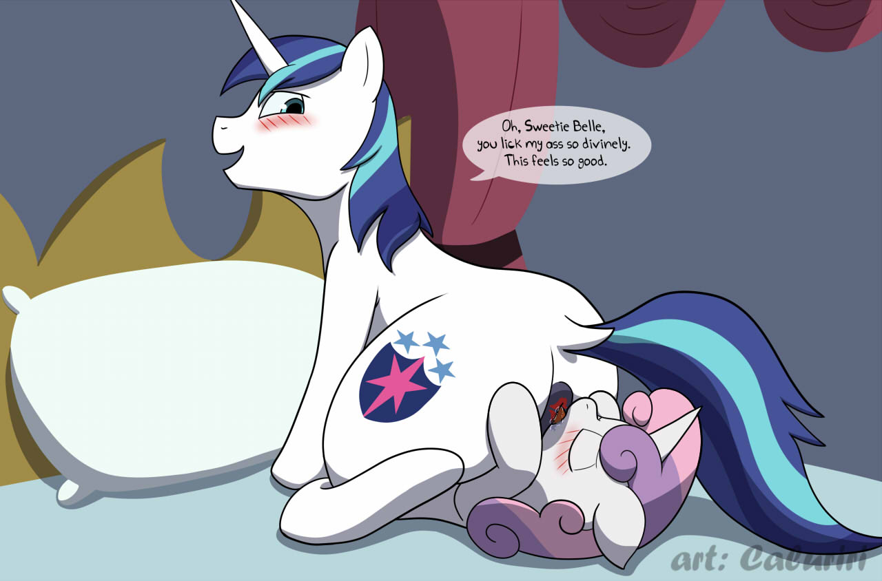 anal anal_oral_sex anal_sex anilingus anus blush caluriri dilf facesitting female hasbro lipstick lipstick_on_anus male male_facesitting male_facesitting_female my_little_pony oral oral_sex rimjob rimming sex shining_armor_(mlp) sweetie_belle_(mlp) unicorn_pony