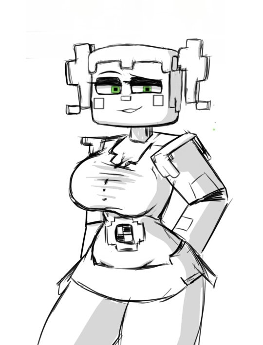 1girls big_breasts breasts circus_baby circus_baby_(fnaf) circus_baby_(minecraft) female female_only five_nights_at_freddy's five_nights_at_freddy's:_sister_location green_eyes half-closed_eyes looking_at_viewer ls minecraft skirt solo solo_female