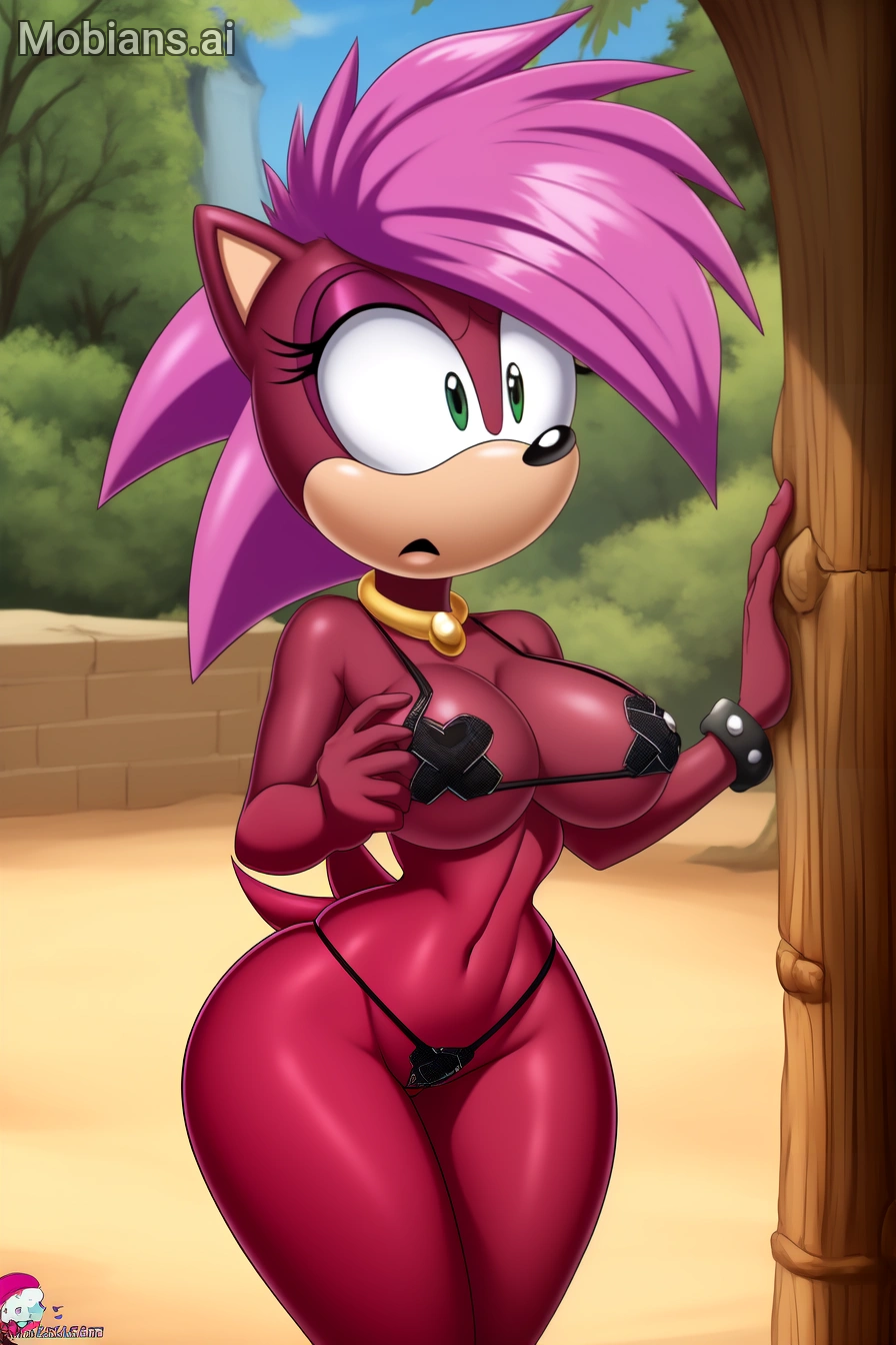 1girls ai_generated anthro ass breasts female female_only hips magenta_fur mobians.ai nipples pink_hair solo sonia_the_hedgehog sonic_(series) sonic_the_hedgehog_(series) sonic_underground stable_diffusion toony