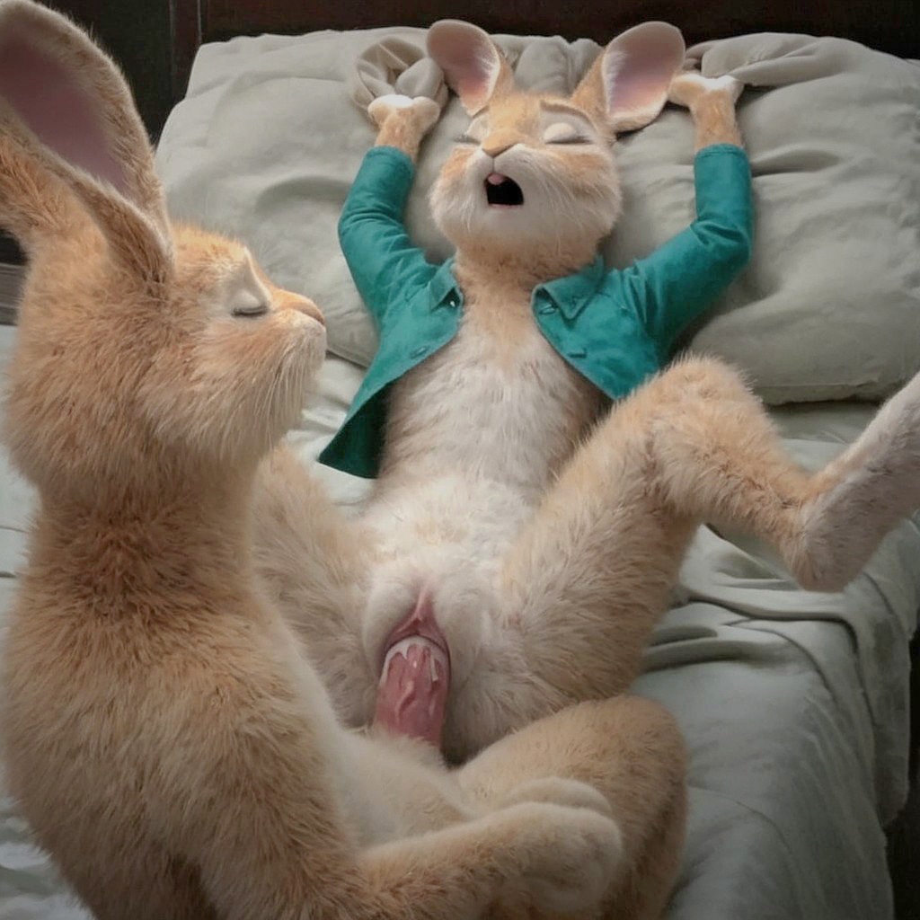 ai_generated cottontail cum_in_pussy incest laying_on_back male/female orgasm peter_rabbit sex vaginal_penetration vaginal_sex yiff