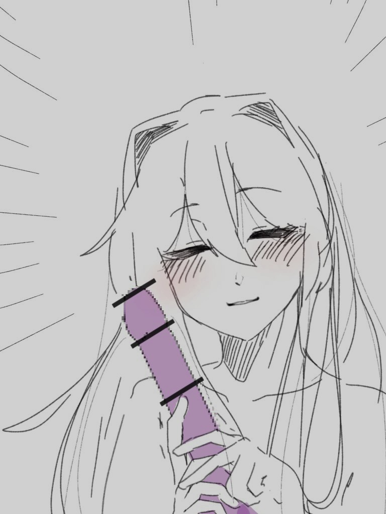 blush blush_lines censor_lines censored closed_eyes dildo dildo_in_hand doki_doki_literature_club eyes_closed holding_dildo kentylevel long_hair yuri_(doki_doki_literature_club)