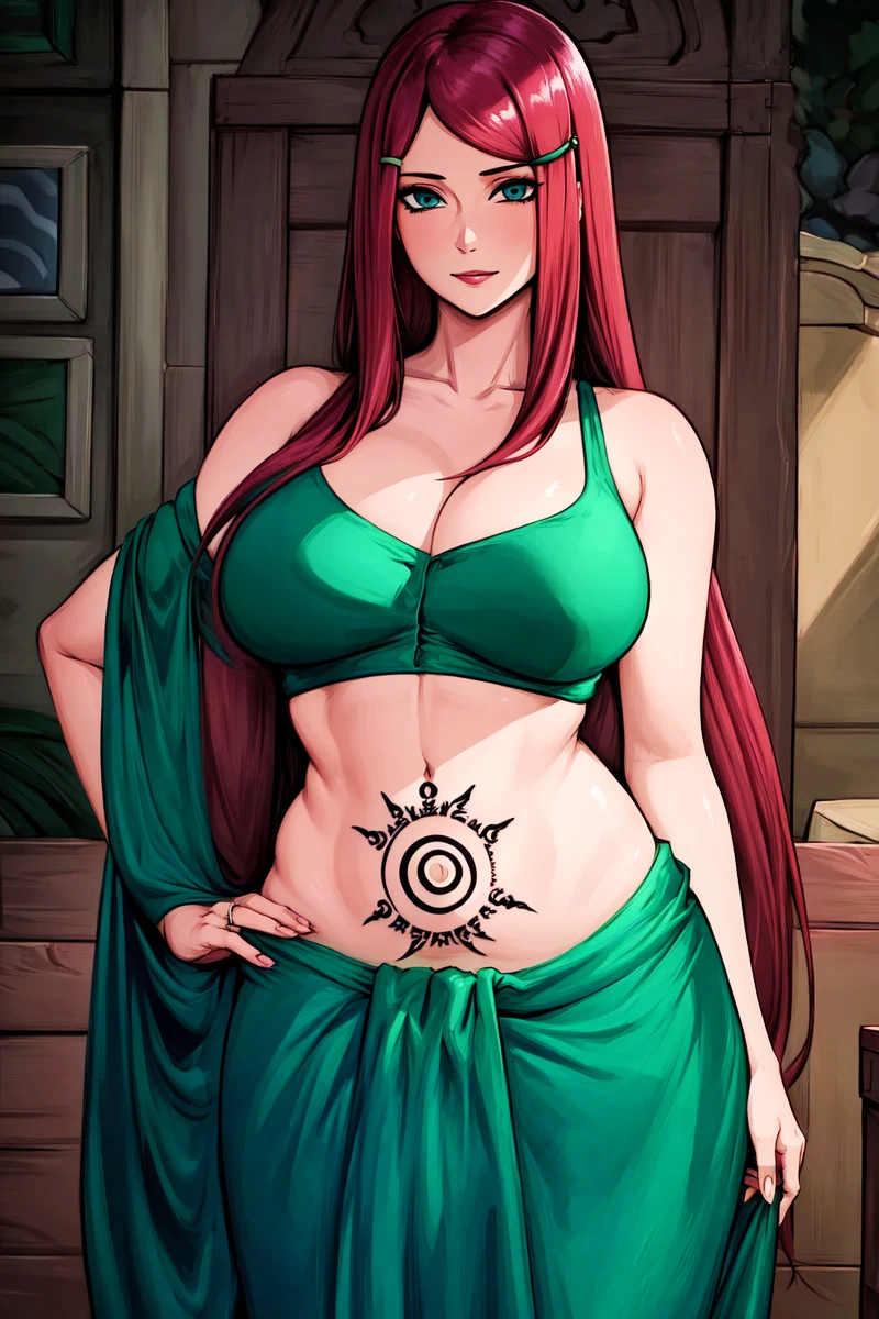 ai_generated breasts ghost141000 looking_at_viewer naruto red_hair tattoo_on_belly