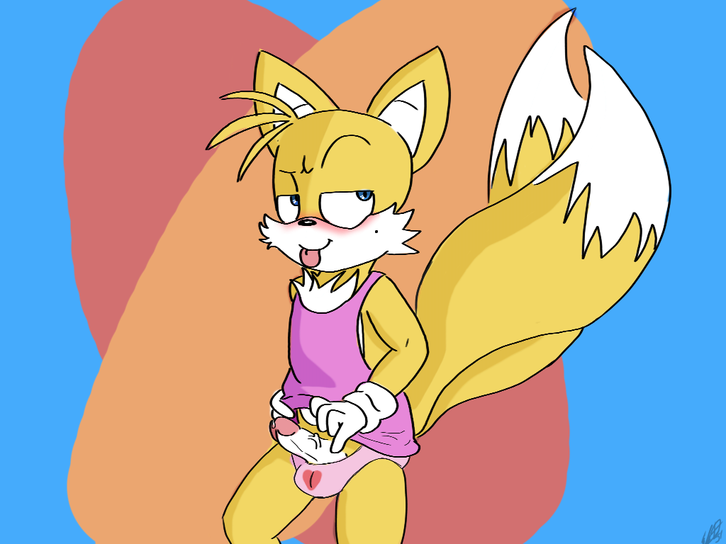 ass beauty_mark canine clothing crossdressing cute edude erection fox fur furry furry_only furry_tail male mammal multiple_tails panties penis precum shirt solo sonic_(series) tail tails tank_top twink underwear yaoi