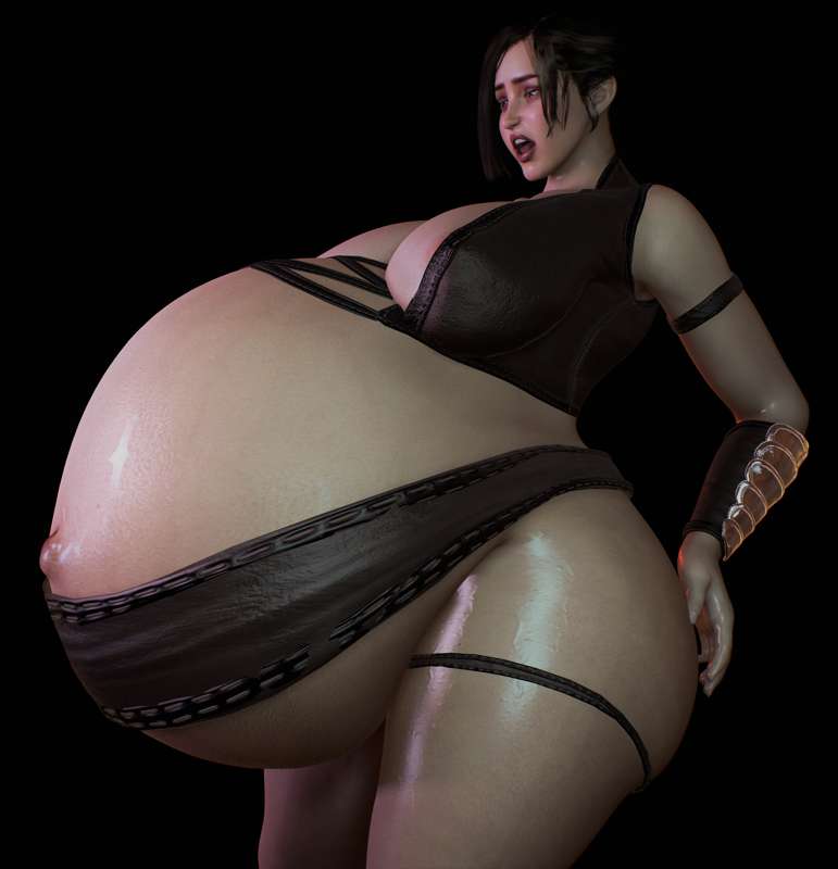 3d big_belly big_breasts cleavage clothing female_only hands_on_ass huge_ass huge_breasts pregnant skylerhatesalice sweat tagme thick_thighs wide_hips