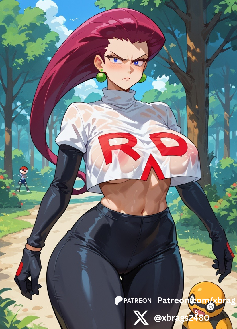 ai_generated big_ass big_breasts jessie_(pokemon) large_ass large_breasts pokemon wet wet_body wet_clothes xbrags