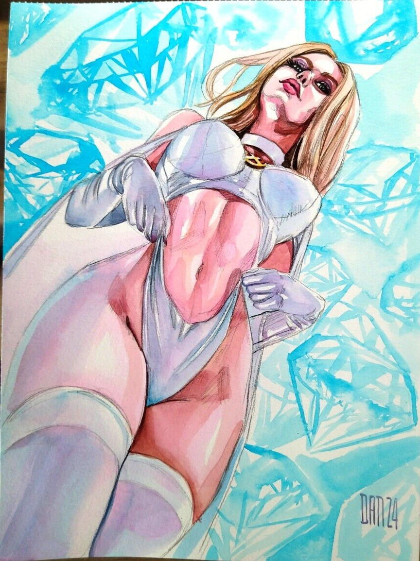 2024 abs blonde_female blonde_hair blue_eyes breasts curvy curvy_figure dan_wade diamond_(gem) emma_frost fit_female hellfire_club large_breasts marvel marvel_comics thick_thighs tramastudio white_queen wide_hips x-men