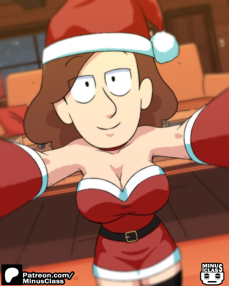 alternate_costume breasts christmas christmas_outfit clothed clothing female hilda_(series) holidays johanna_(hilda) minus_class netflix santa_hat solo tagme