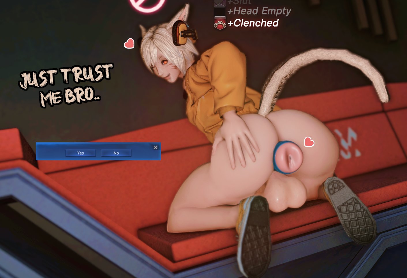 3d, anal, anal object insertion, anus, artificial anus, cat ears, cat tail, feathers, femboy, final fantasy xiv, fleshlight, fleshlight anus, fleshlight in ass, gay to straight adapter, gpose (ffxiv), gpose(ffxiv), improvised sex toy, leefiasco, male, male only, miqo'te, onahole in hole, orientation play, solo male, tagme