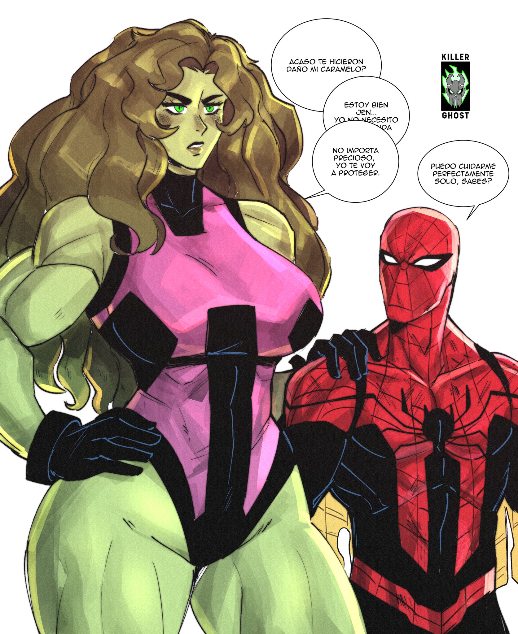 1boy, 1boy1girl, 1girls, avengers, big ass, big breasts, big thighs, bigger female, breasts, curvaceous, curvy, curvy figure, digital media (artwork), female, giantess, green body, green skin, green-skinned female, height difference, hips, hourglass figure, huge ass, huge breasts, huge thighs, hulk (series), jennifer walters, killerghost, large ass, large breasts, large female, large thighs, larger female, legs, light skin, light-skinned male, lordkillerghost, macro, macro female, male, male/female, marvel, marvel comics, mature, mature female, mini giantess, peter parker, she-hulk, shorter male, size difference, slim waist, smaller male, spider-man, spider-man (series), straight, tall, tall female, taller female, thick, thick hips, thick legs, thick thighs, thighs, voluptuous, waist, wide hips, wide thighs
