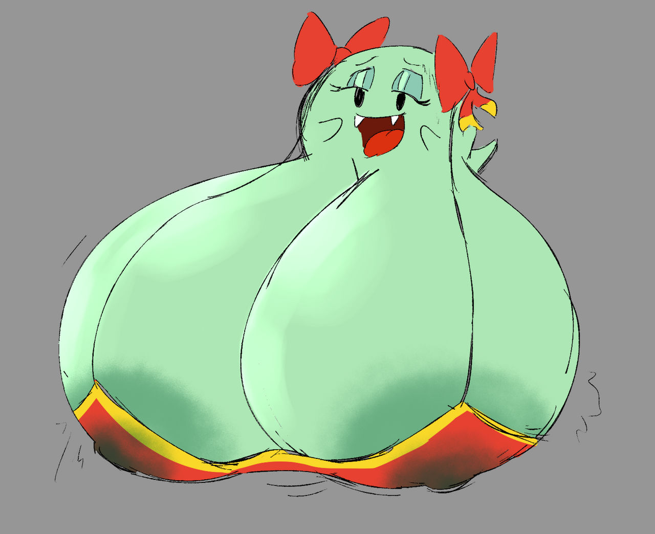 ball with boobs, ball with hyper features, bikini, bikini top, boo (mario), breasts, breasts bigger than body, ghost, ghost girl, huge breasts, hyper, hyper boobs, hyper breasts, hyper tits, lady bow, mario (series), massive areolae, massive breasts, nintendo, overflowing breasts, paper mario, pearliswife, waddling head