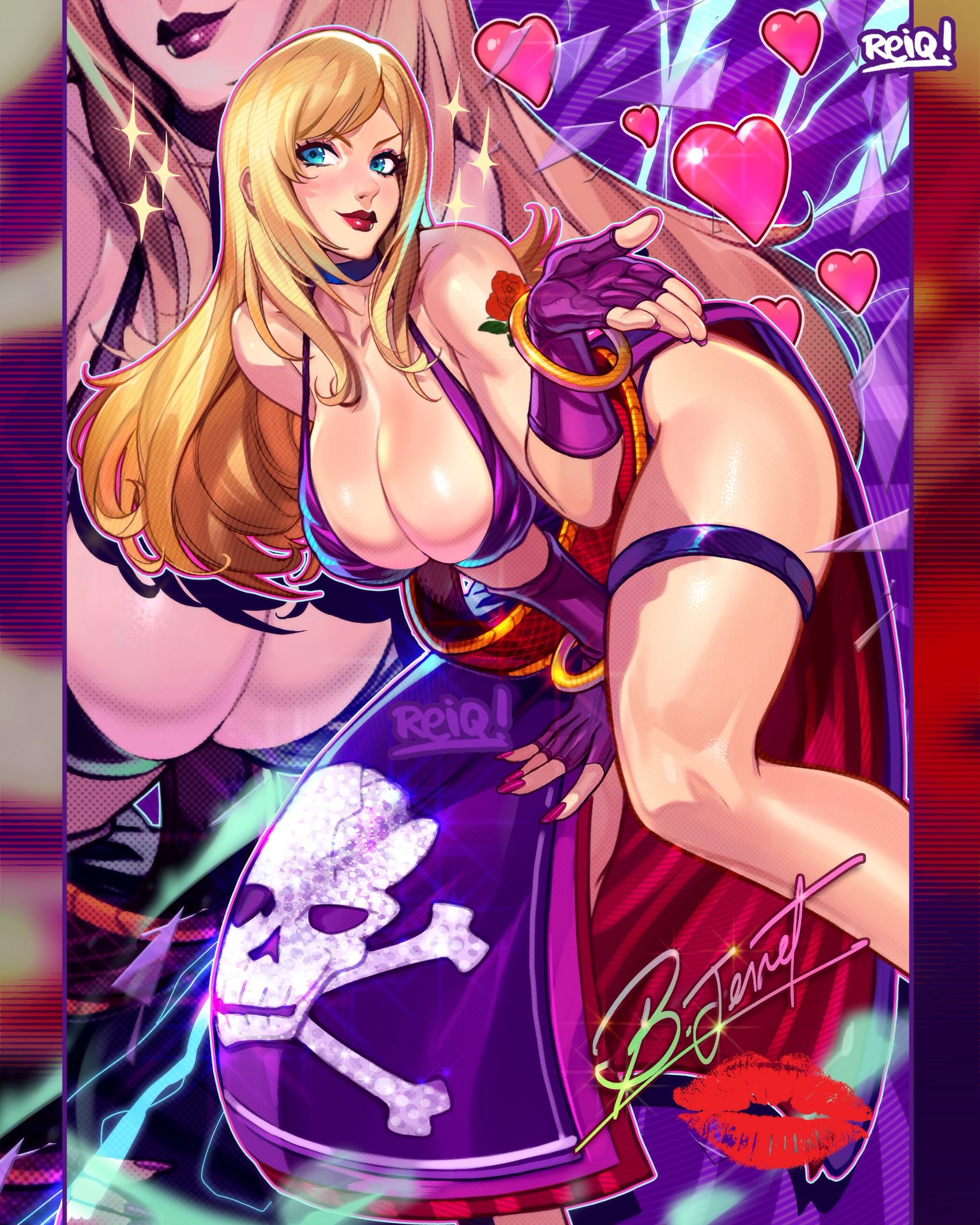 1girls, b. jenet, big ass, big breasts, blonde hair, blue eyes, busty, busty female, dress, fatal fury, female, gloves, heart, huge breasts, king of fighters, light skin, light-skinned female, long hair, looking at viewer, pale skin, pale-skinned female, reiq, skirt, snk, thick, thick thighs, thighs, voluptuous, voluptuous female