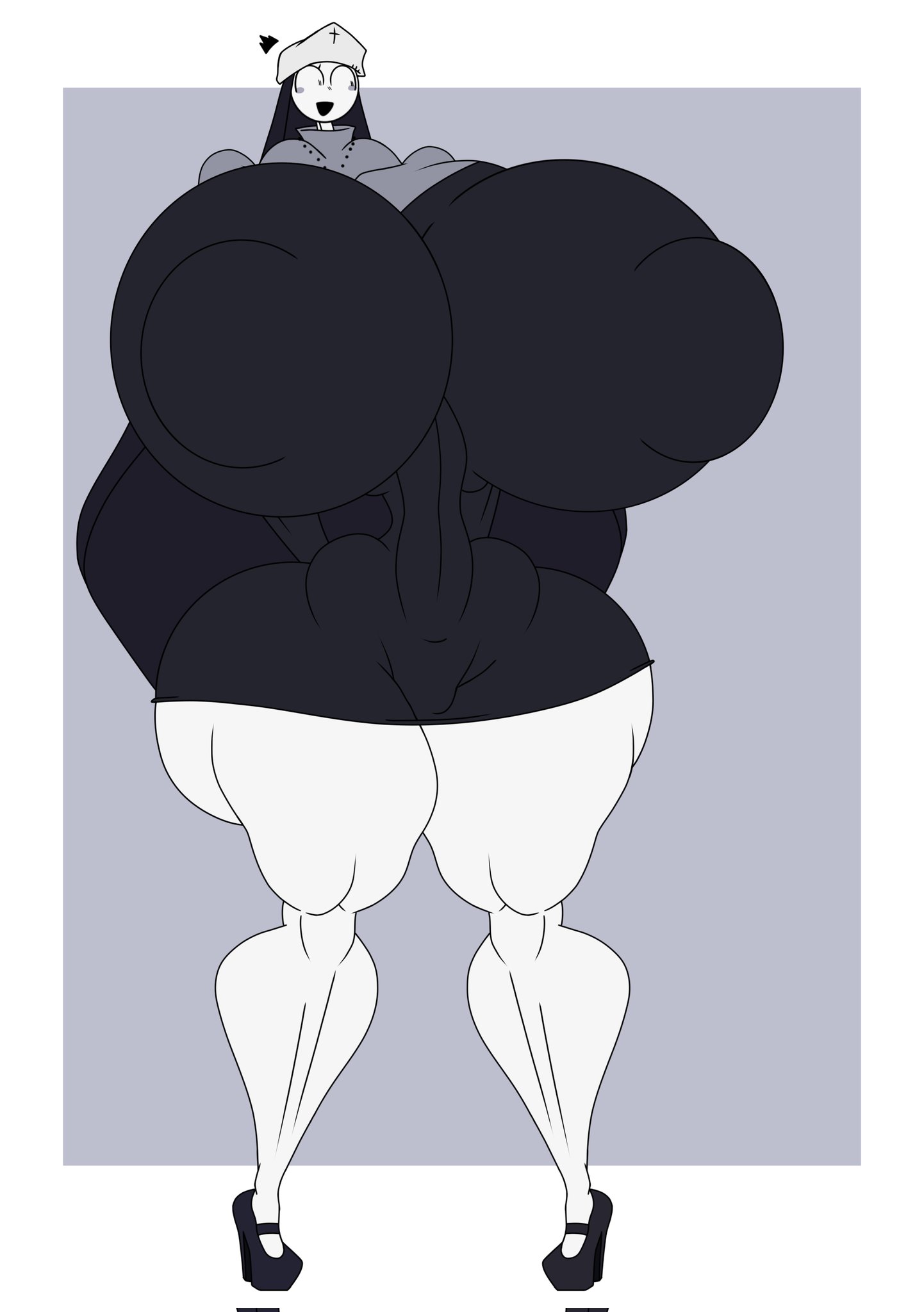 2020s, 2025, 2d, 2d (artwork), 2d artwork, ass bigger than head, bad anatomy, big breasts, big nipples, black clothing, black hair, breast focus, breasts, breasts bigger than head, cross, curvaceous, curvaceous female, curvaceous figure, curvy, curvy female, curvy figure, female, female focus, female only, friday night fever, friday night funkin, friday night funkin mod, gigantic breasts, huge breasts, huge nipples, hyper, hyper ass, hyper breasts, hyper nipples, hyper-thin waist, long hair, massive ass, massive breasts, nipple bulge, nipples bigger than head, nun, nun hat, nun outfit, taki (fevertown), thin waist, untold glitch, white skin, white skinned female