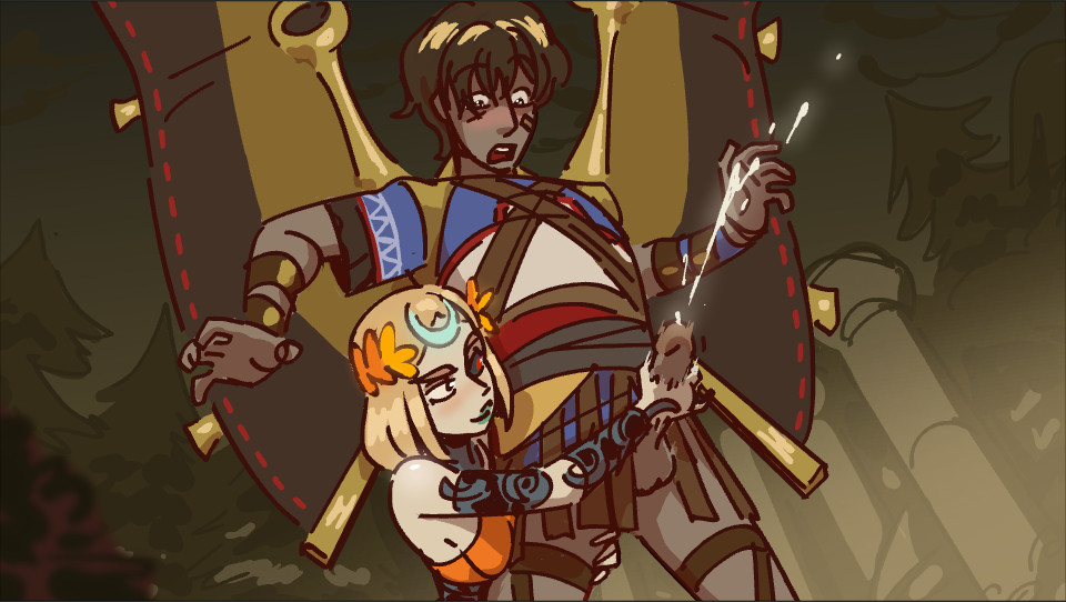 1boy, 1girls, 2025, blush, clothed, clothed sex, clothing, cum, cumming, digital media (artwork), female, hades (game), hades 2, handjob, icarus (hades), jerking off, jerking off another, jerkingoff, jerkingoff another, male, male/female, melinoe (hades), penis, penis grab, shovelbit, straight, straight sex, waxwitch