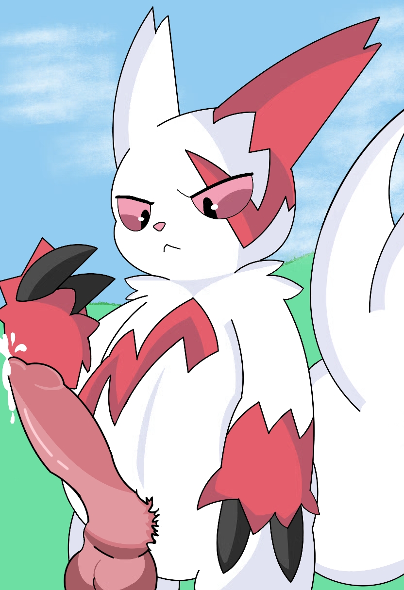 confused cumming field_background pokemon pokemon_(species) thick zangoose